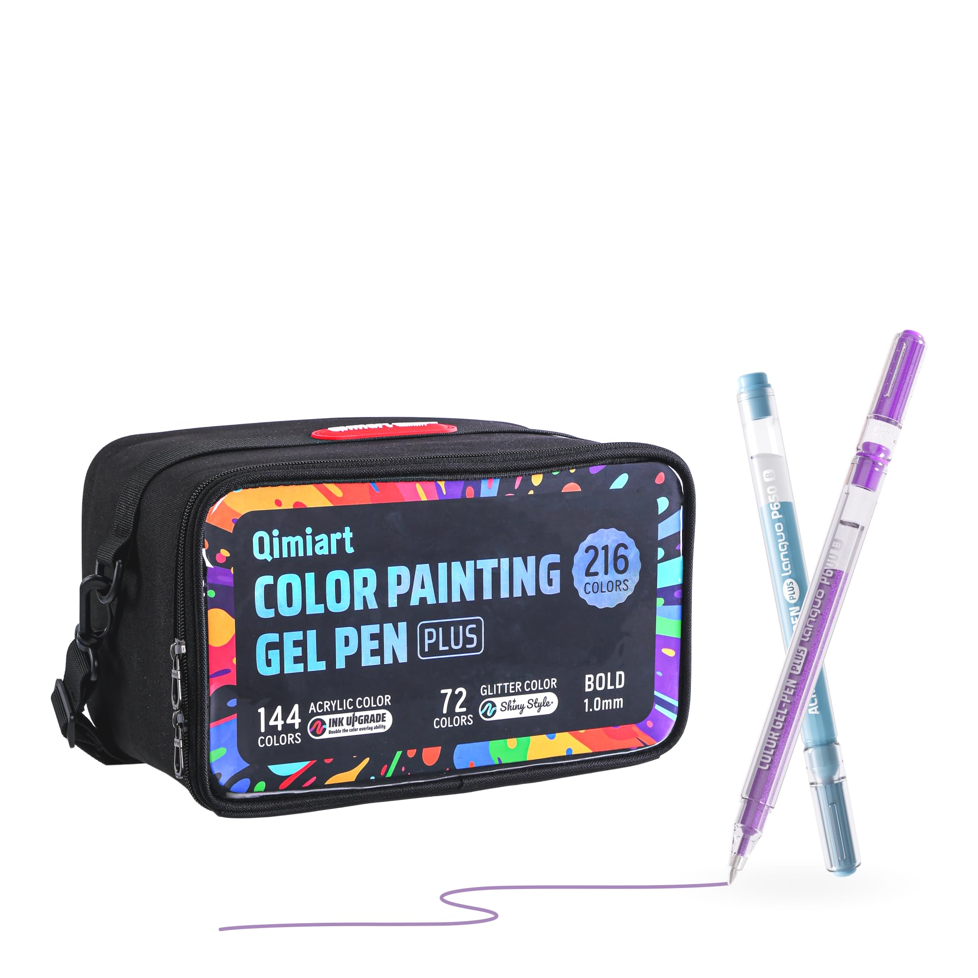 languo 216 Acrylic & Glitter Gel Pens Set with Storage Bag