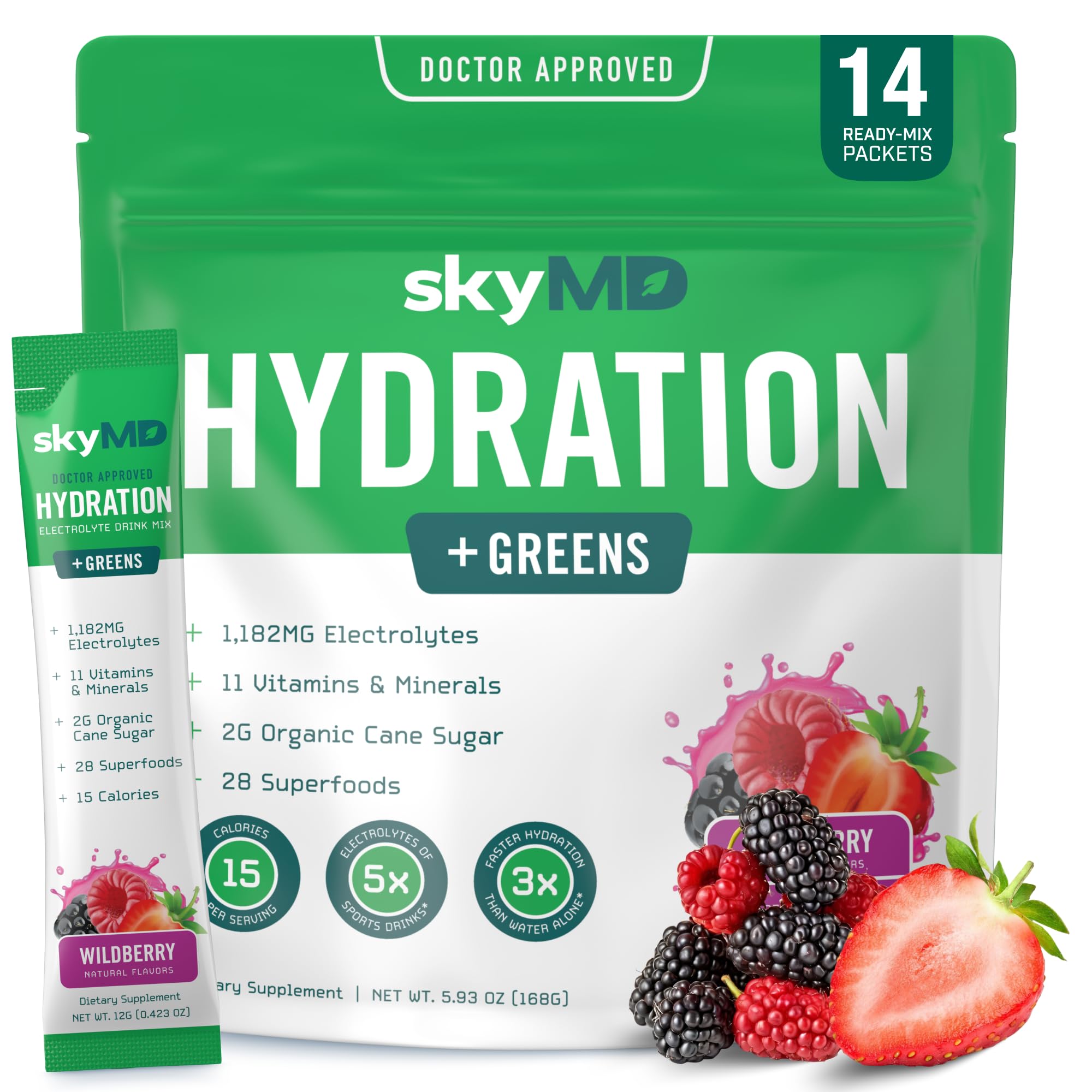 Amazon.com: skyMD Hydration + Greens | Electrolytes Powder Packets