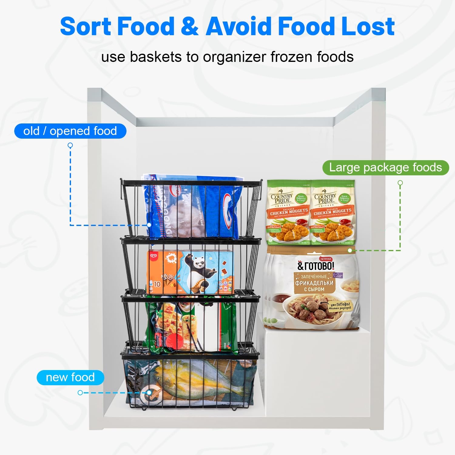 Contenitore organizer per congelatore (confezione da 4)