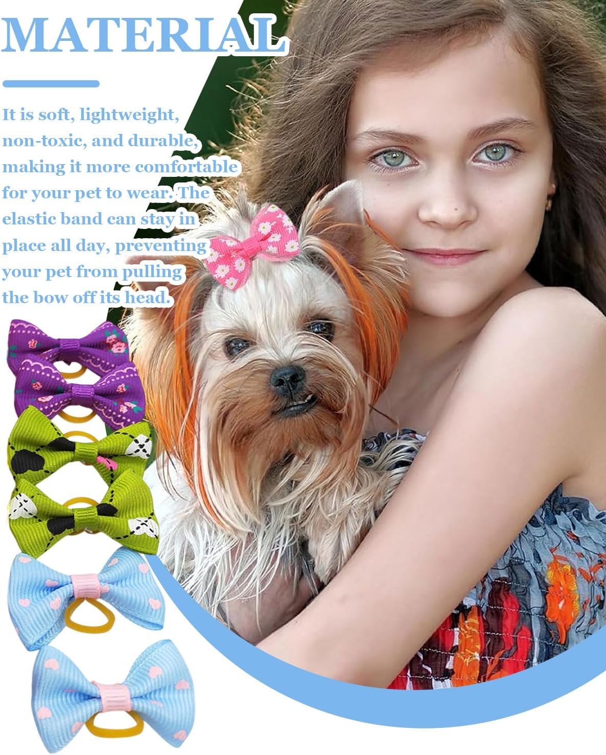 Dog Hair Bows, Dog Hair Bows Dog Hair Accessories with Bands for Small Dogs, Cats and Puppies, Random Colors (20 pcs) 5