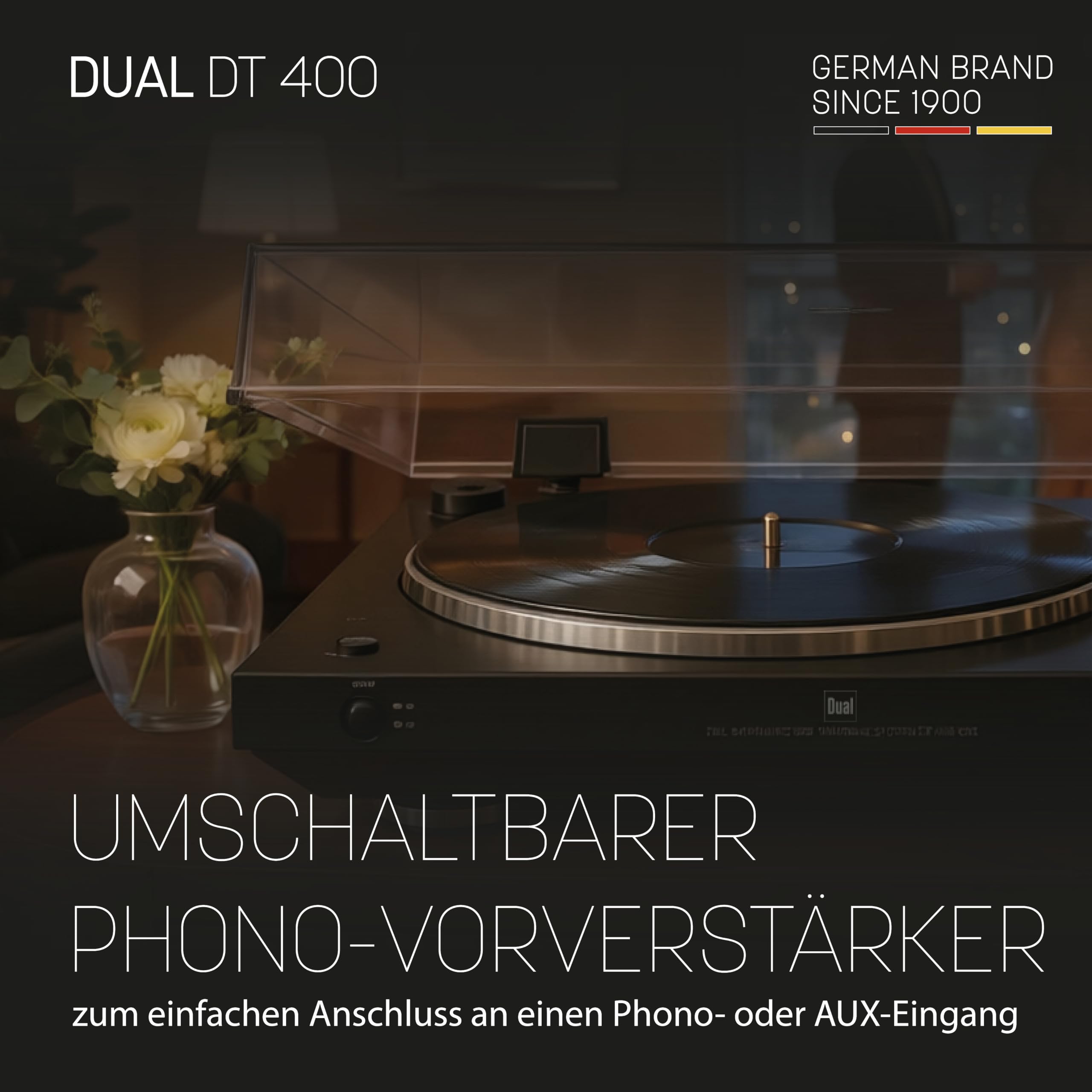 Dual DT 400 USB Vollautomatik Plattenspieler (33/45 U/min, Magnet-Tonabnehmer-System, USB-Anschluss, Entzerrer-Vorverstärker) schwarz