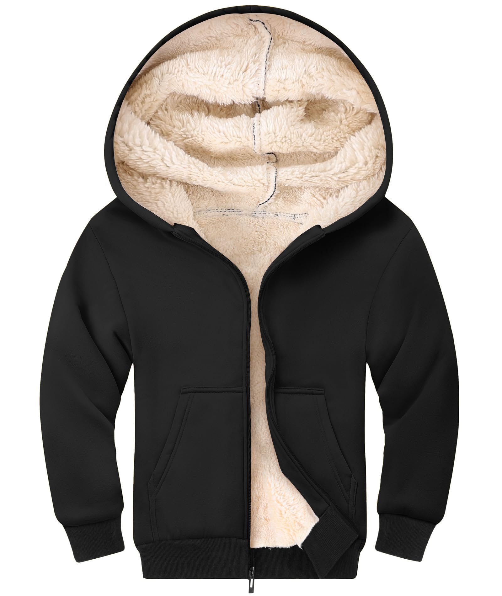 Gihuo Kids Fleece Jacket Sherpa Lined Zip Up Hoodie