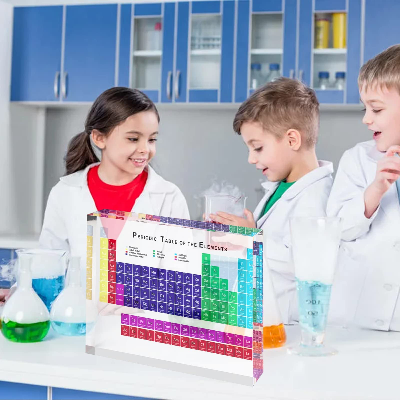 Tavola periodica acrilica con elementi reali - Tavola resina con elementi reali per studenti