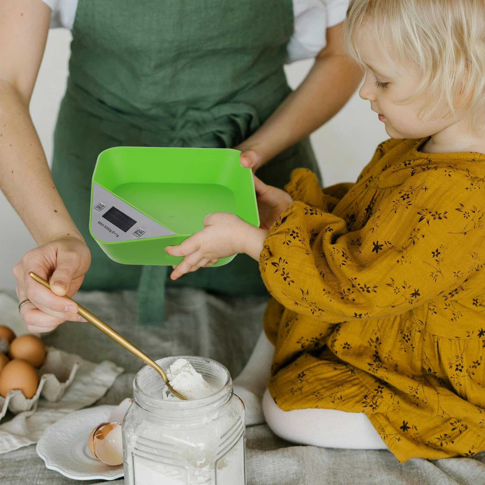 SUPVOX Bilancia da Cucina Digitale Ciotola Verde, Peso Preciso in Grammi, Piccola Bilancia Alimentare per Cottura e Preparazione in Cucina, Utensile Compatto Facile da Trasportare
