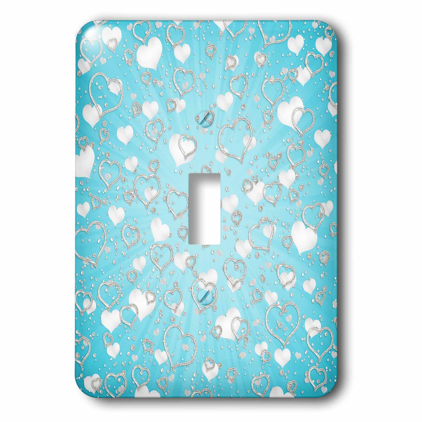 Interrupteur à baïonnette 3dRose lsp_269334_1 cœur argent et aqua pour décoration murale chic