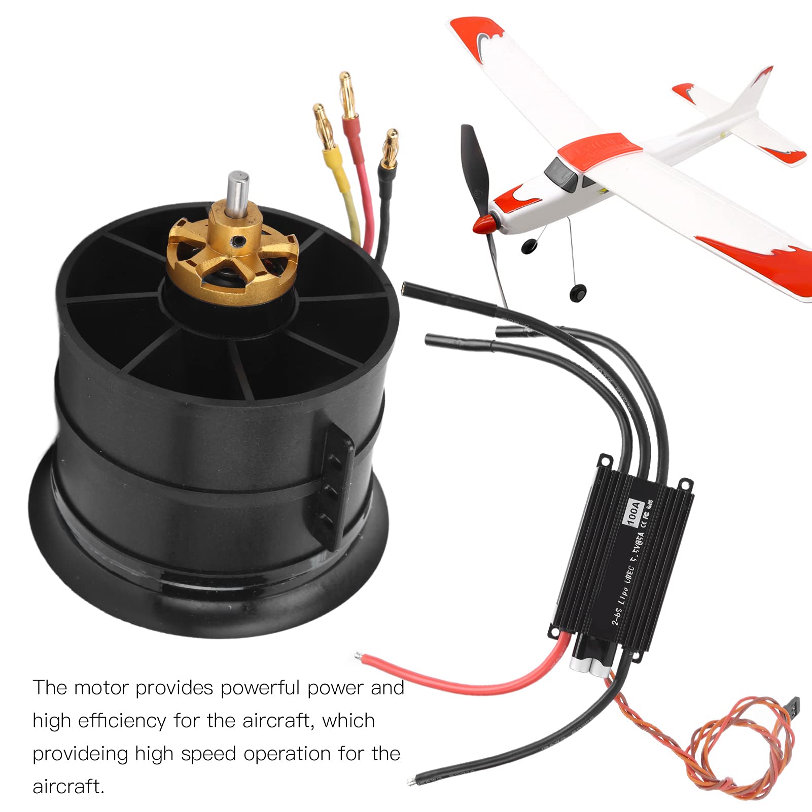 Zestaw wentylatorów kanałowych EDF 1450KV, odporność na wysoką temperaturę Silnik QX 90mm Zestaw EDF z 12-ostrzowym wentylatorem kanałowym 100A ESC do samolotu RC