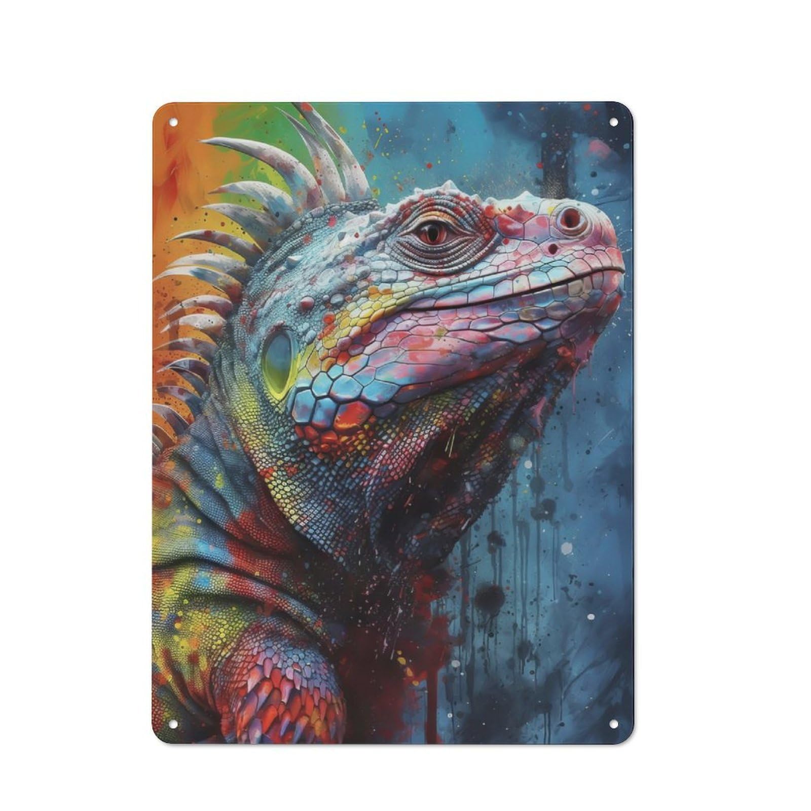 Junmoney Iguana Painting Retro Metal Wall Sign 40X30cm With For Home Bar Wall, A Housewarming Gift For Hosts Who Enjoy Retro Interiors