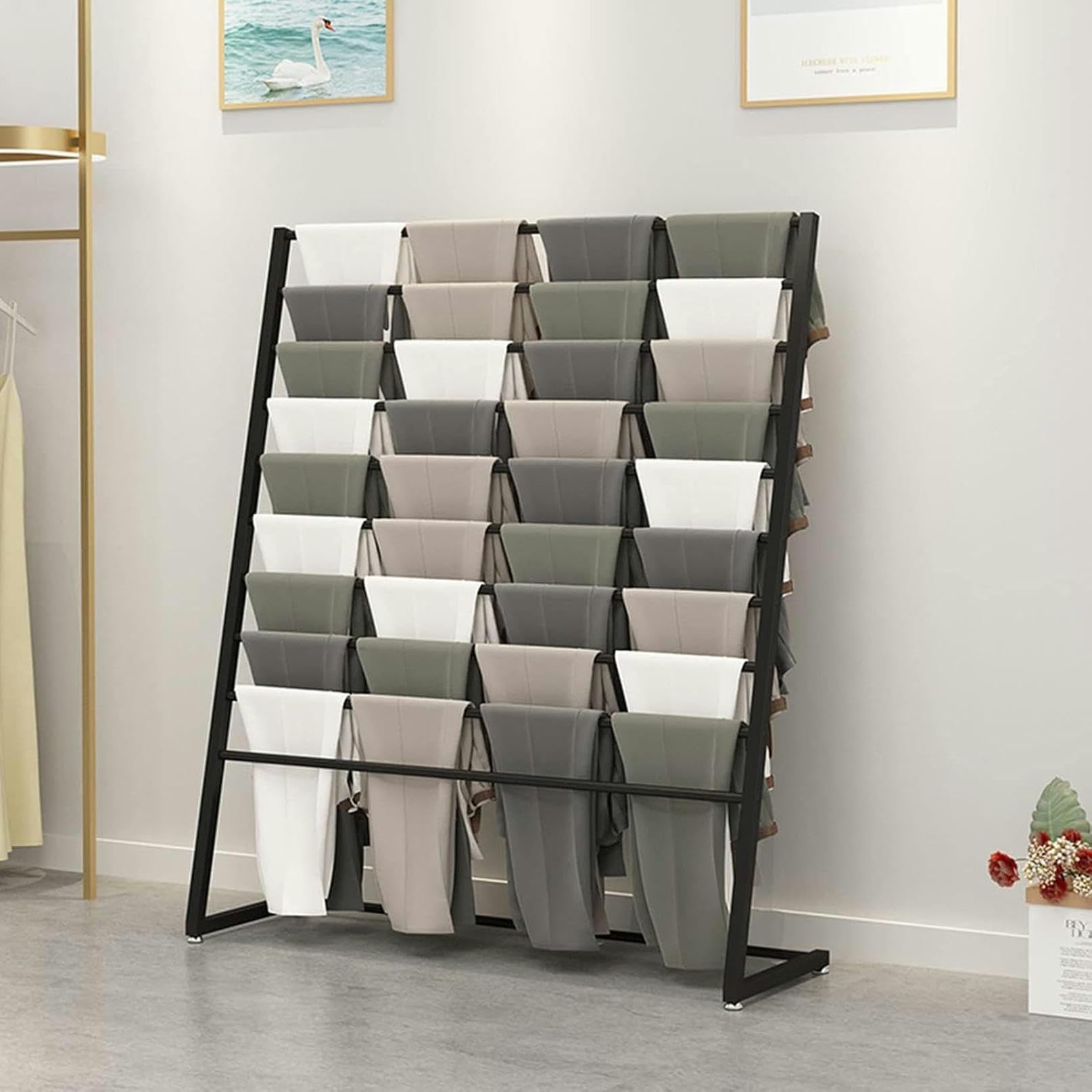 CGCSYZ Commercial Metal Floor Standing Scarf Display Stand Modern Clothing Rack for Retail Stores (Black 100X40X145CM)