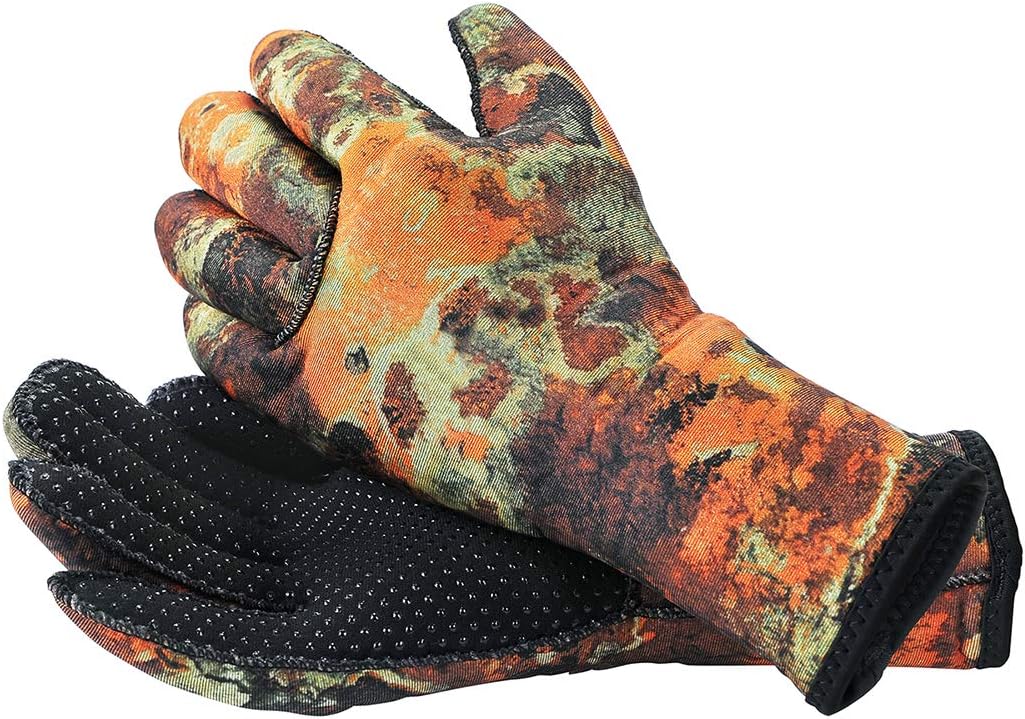 ReHaffe Diving Gloves 3mm, Neoprene Gloves Keep Warm in Cold Water, Five Finger Wetsuit Gloves Flexible and Anti Slip for Adults Men Women to Snorking Dving Swimming and Hunting