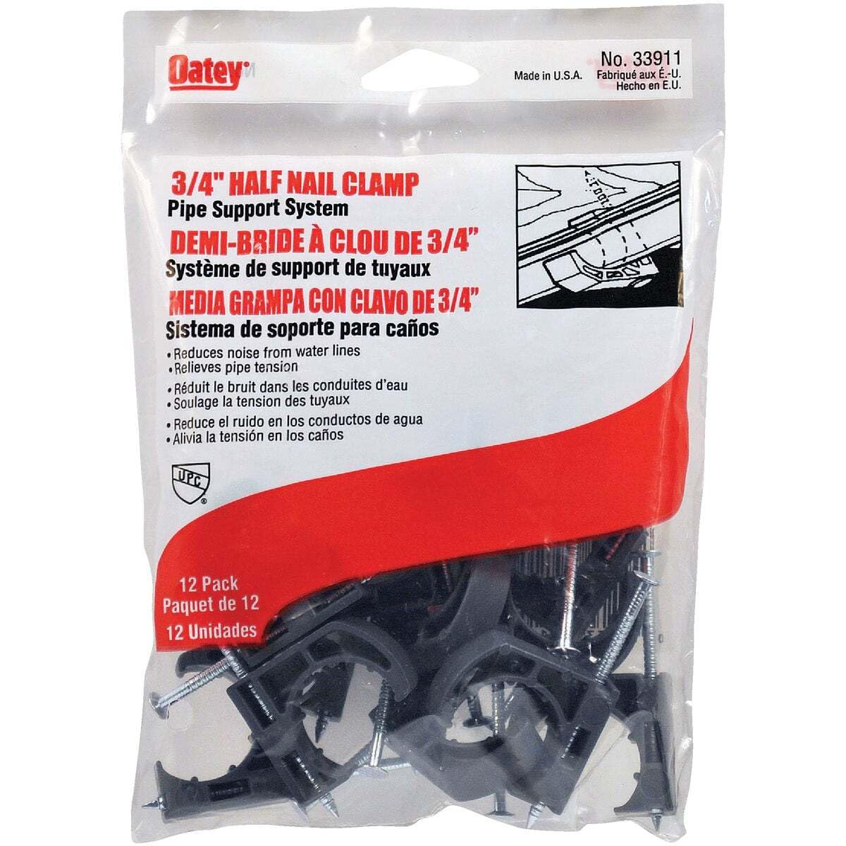 Oatey 33911 Colliers de tuyau, gris, 0,75"