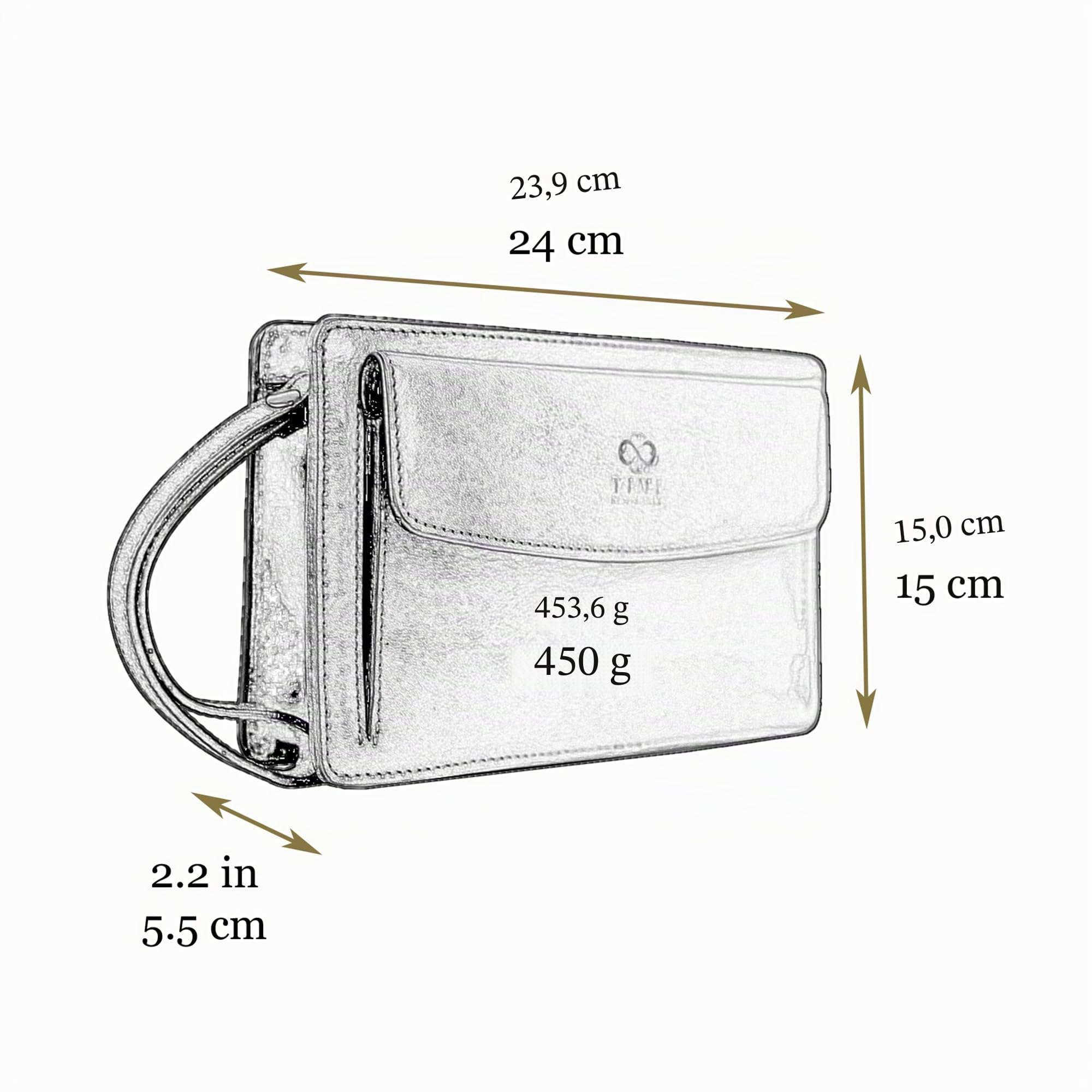 Time Resistance - Bolso de mano de cuero para hombre - Organizador de muñeca - maletín hecho a mano en Italia