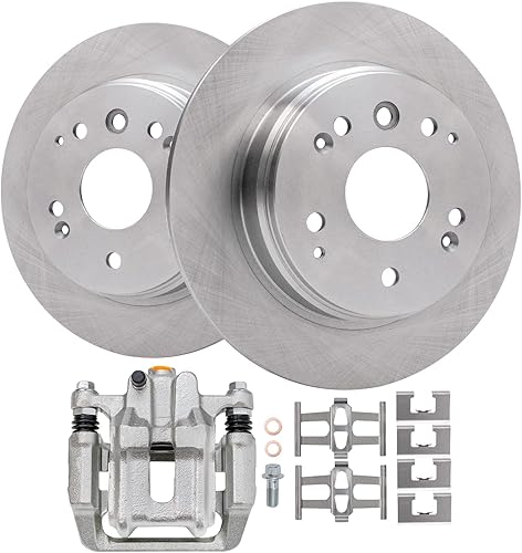 Detroit Axle - Rotores de freno de disco trasero + repuesto de pinza de freno de disco trasera izquierda para Acura TL Honda Element - Juego de 3