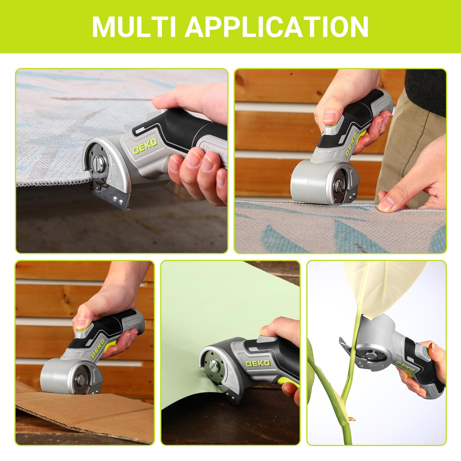 DEKOPRO Tijeras Eléctricas Inalámbricas de 3.7 V - Tijeras Eléctricas Multifuncionales - Cortan con Fuerza Cartón y son Adecuadas para Materiales Como Tela, Cuero, Alfombras y Plástico,Gris