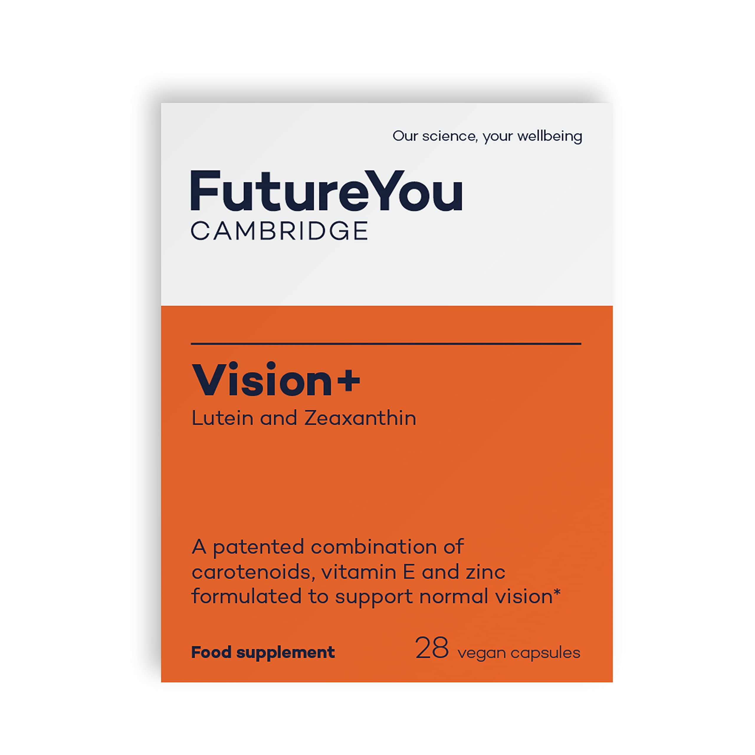 Vision+ Lutein and Zeaxanthin Supplements – Eye Vitamins with Carotenoids, Vitamin E and Zinc – Lutein Supplement for Eyes – Eye Care to Support Normal Vision by FutureYou Cambridge