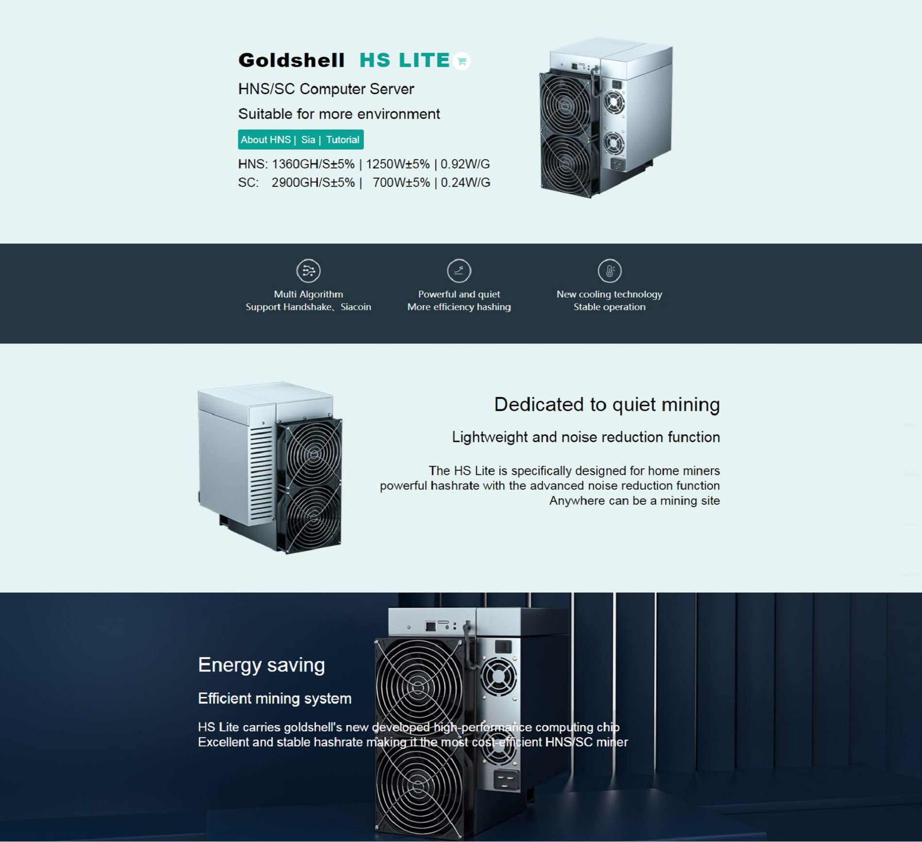 New Goldshell HS LITE Kadena HNS SC Miner 1360GH/S 1250W with PSU and Cord  WiFi Version Crypto Miner at Home Ultra Silent Ready to Ship : Amazon.in:  Computers & Accessories