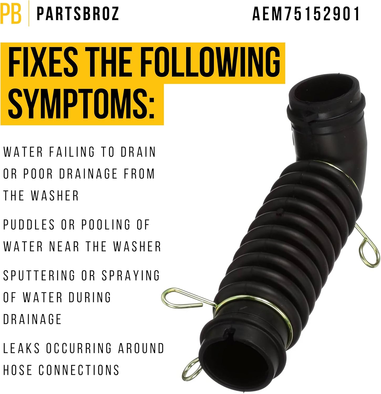 PartsBroz AEM75152901 Drain Hose Assembly - Compatible with LG Washer - Replaces AP6892766 PS12730225 WT7400CV WT7400CW WT7800CW Ultra Durable Replacement