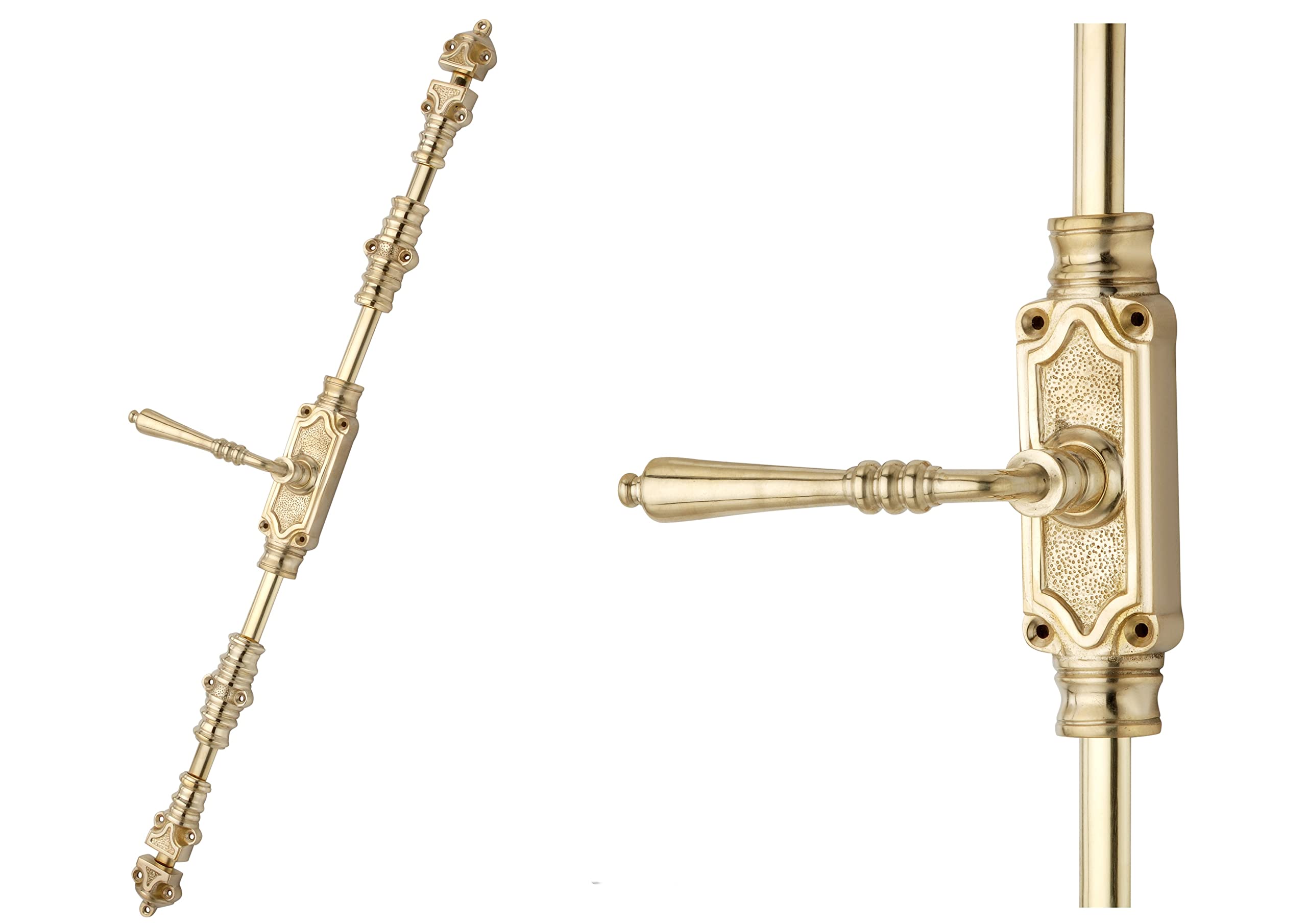 I Ironmongery Solutions Ironmongery Solutions® Victorian Lever Door Espagnolette Bolt/Cremone Bolt Upto 9 Ft Polished Brass