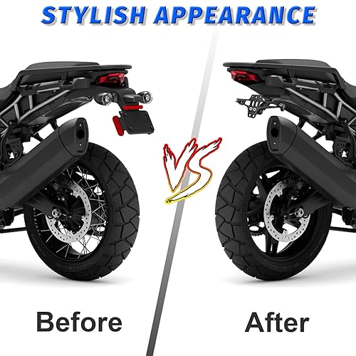 Miniatura 6 de MDPROMCP - Soporte de matrícula para motocicleta con eliminador de guardabarros y luz LED, soporte universal de aluminio CNC para placa de matrícula