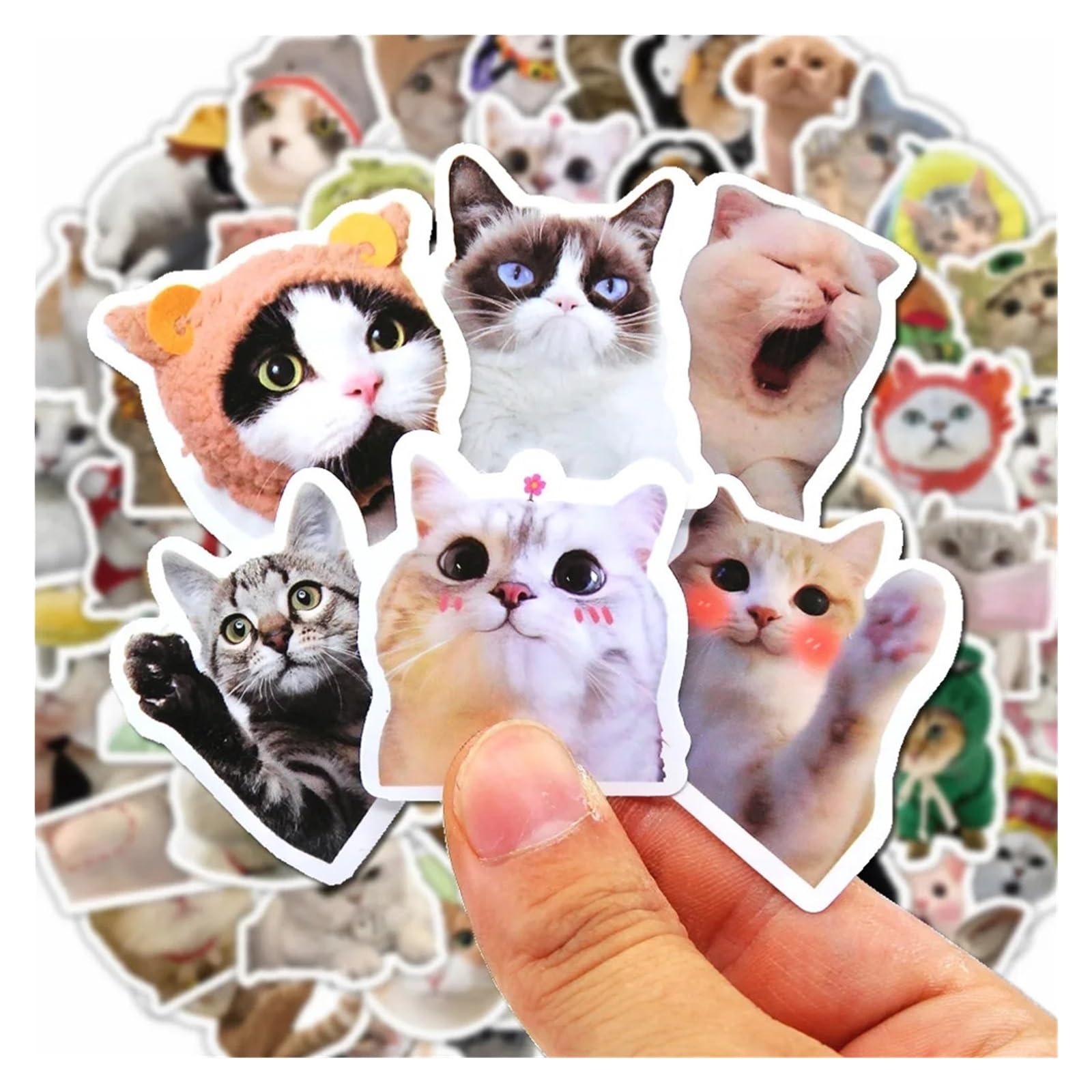 100/500/1000pcs Funny Cat Stickers Cartoon Cute Decals Toy Stationery Guitar Phone Bicycle Laptop Luggage Graffiti Children Sticker(100pcs(1 Pack))