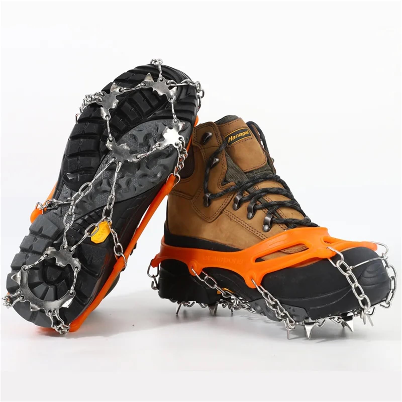 8 denti in acciaio pinza for ghiaccio punta for scarpe antiscivolo arrampicata punte da neve ramponi tacchetti catena artigli impugnature copri stivali per Scarpe da Neve, Protezione sicura
