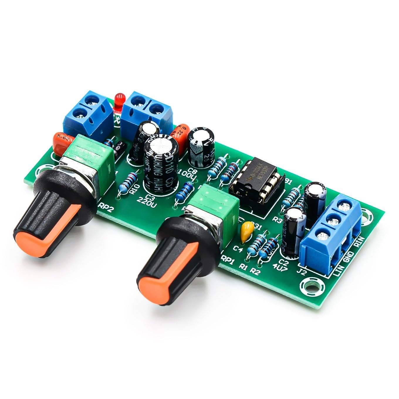 CentIoT - Preamp with Bass Volume Adjustment - Pre-Amplifier Tone Controller Board for subwoofer Amplifier (10-24V, Low Pass Mono Output)