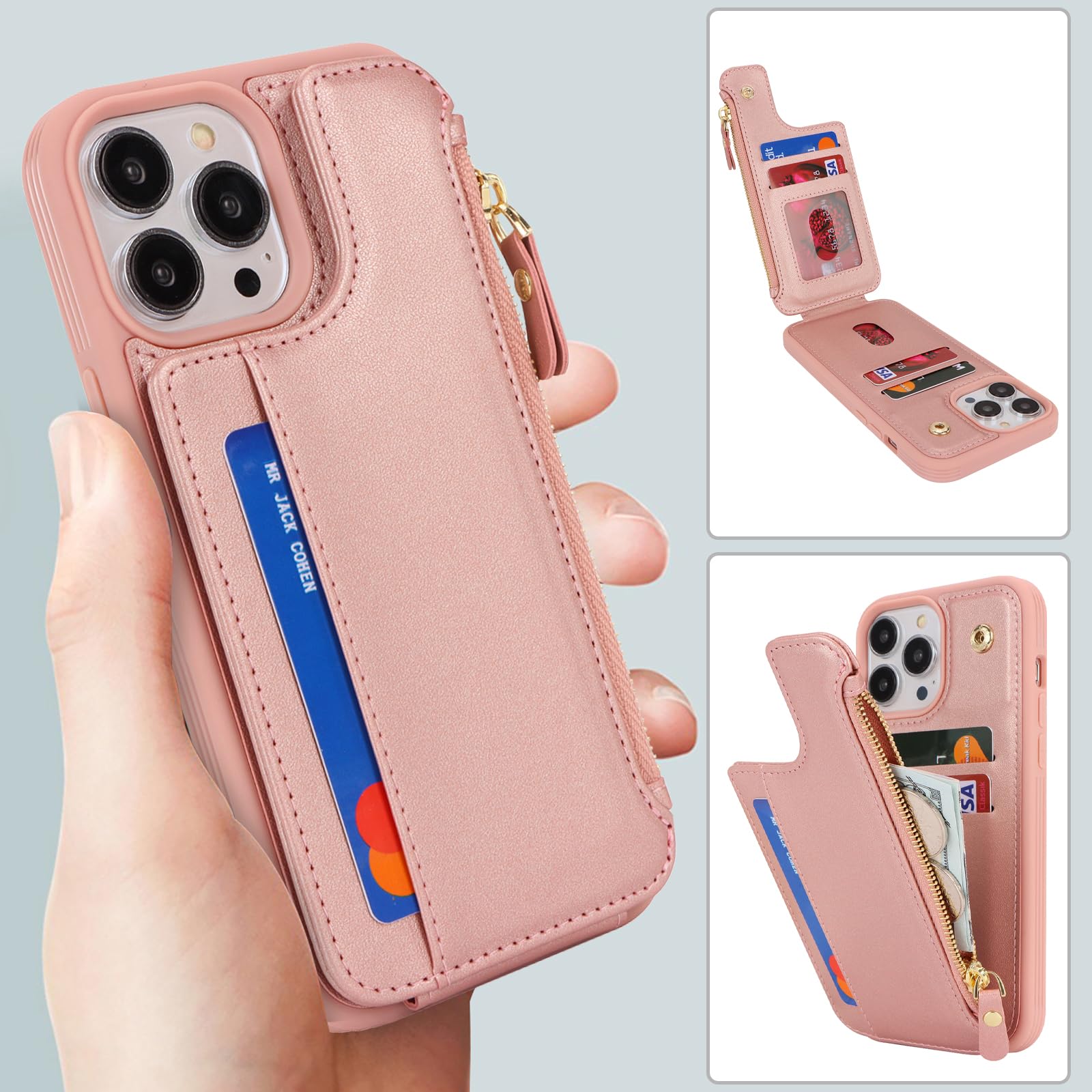 2 In 1 Detachable Glitter Wallet Phone Case For IPhone 15 Pro Max 14 Plus 13 12pro 11 Magnetic Leather Card Holder Cover - View #4