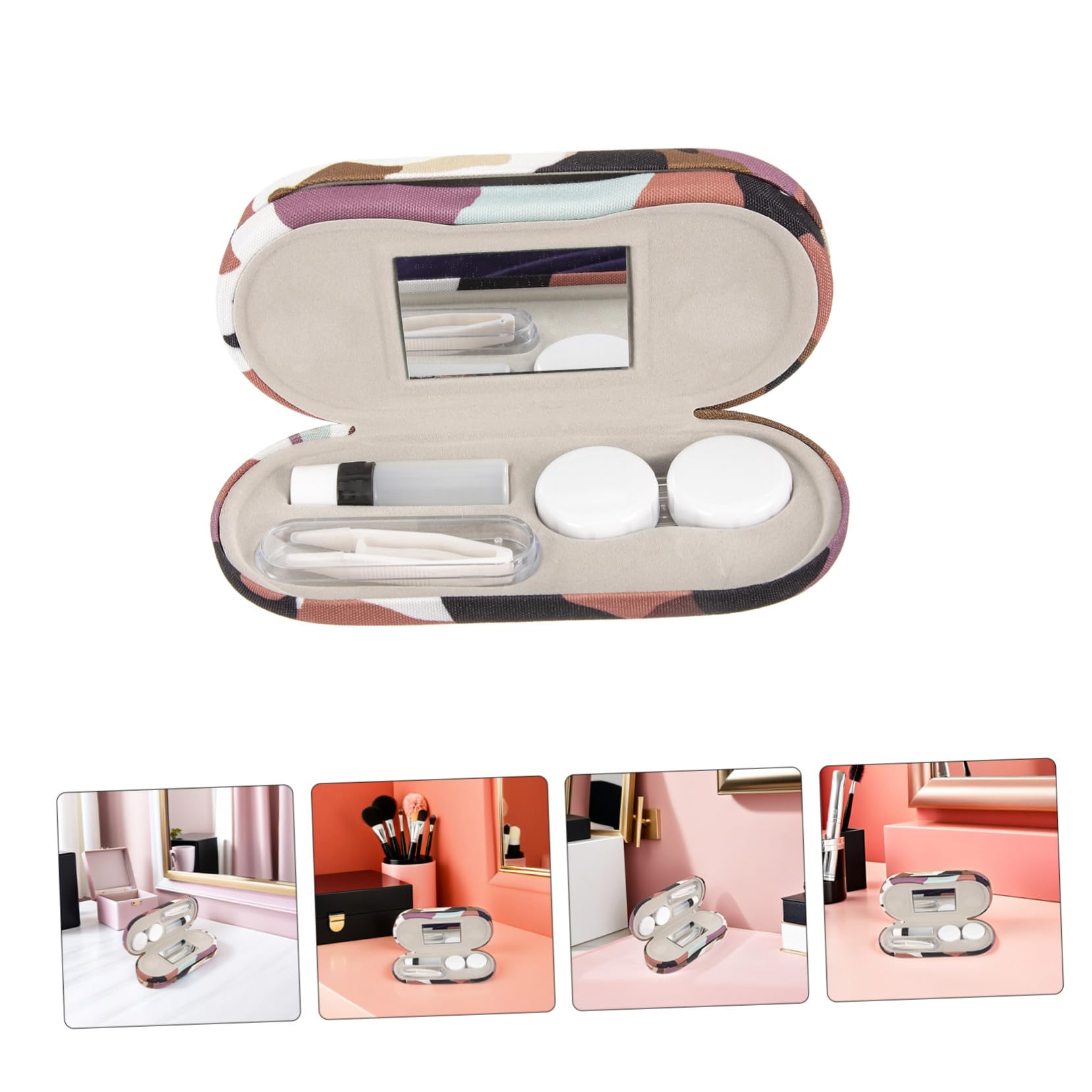 VALICLUD 2ensembles Étui à Lunettes Double Avec Compartiments Séparés Boîte De Rangement Portable Pour Lunettes Et Lentilles Protection Rigide Et Design Camouflage Unique
