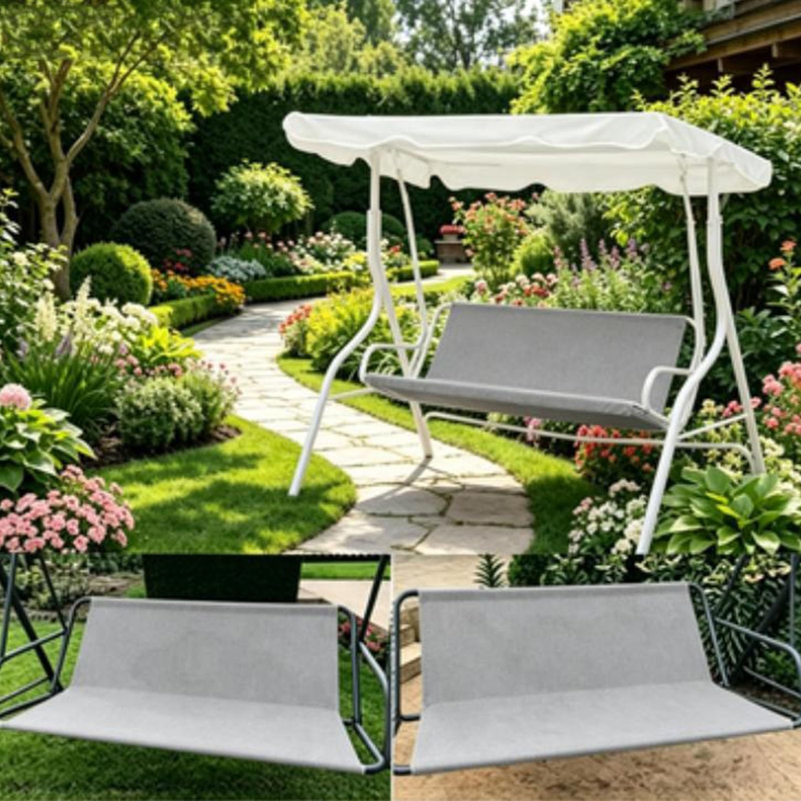 900D Funda de Asiento de Jardín para Mecedora, Funda de Asiento de Columpio de Repuesto, Impermeable y Anti Desgarro, 2 y 3 Plazas(62x20x20in/158x52x52cm)