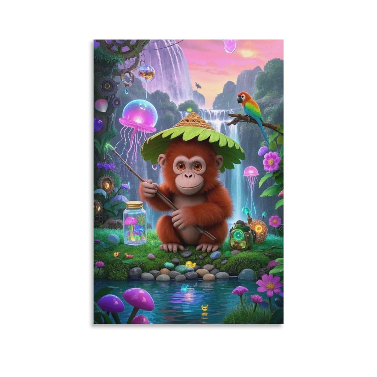 ESPLJQRYX Orangutan Wall Decor Poster Canvas Prints Picture Modern Canvas Wall Art Picture Wall Hanging for Living Room Home Decorations 08x12inch(20x30cm)
