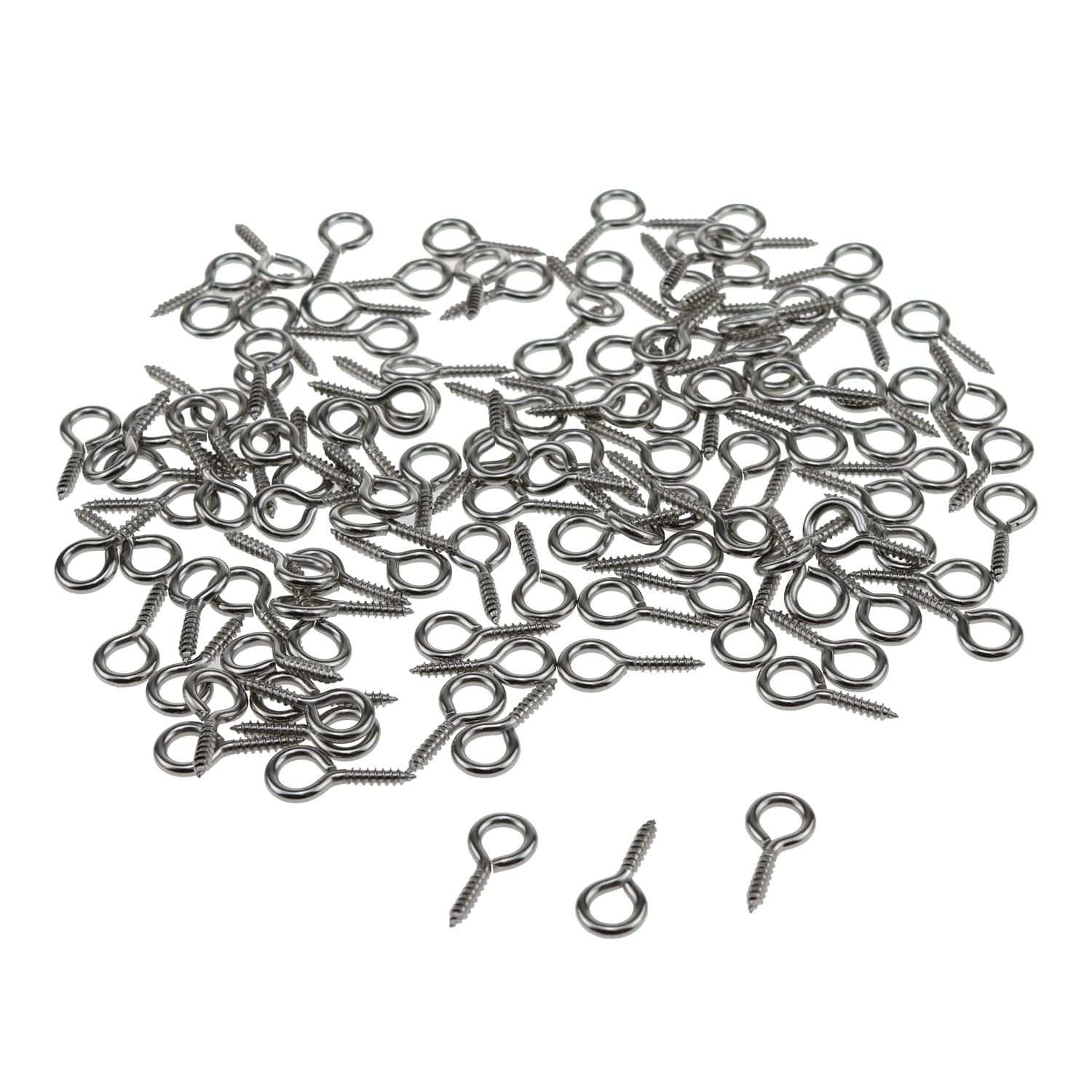 Lovelysp-0.67 inch Stainless Steel Eye Screws; Eye Hook Screws ;Screws Eye; Sheep Eye Bolt Screws(Silvery) -120pieces-image-40