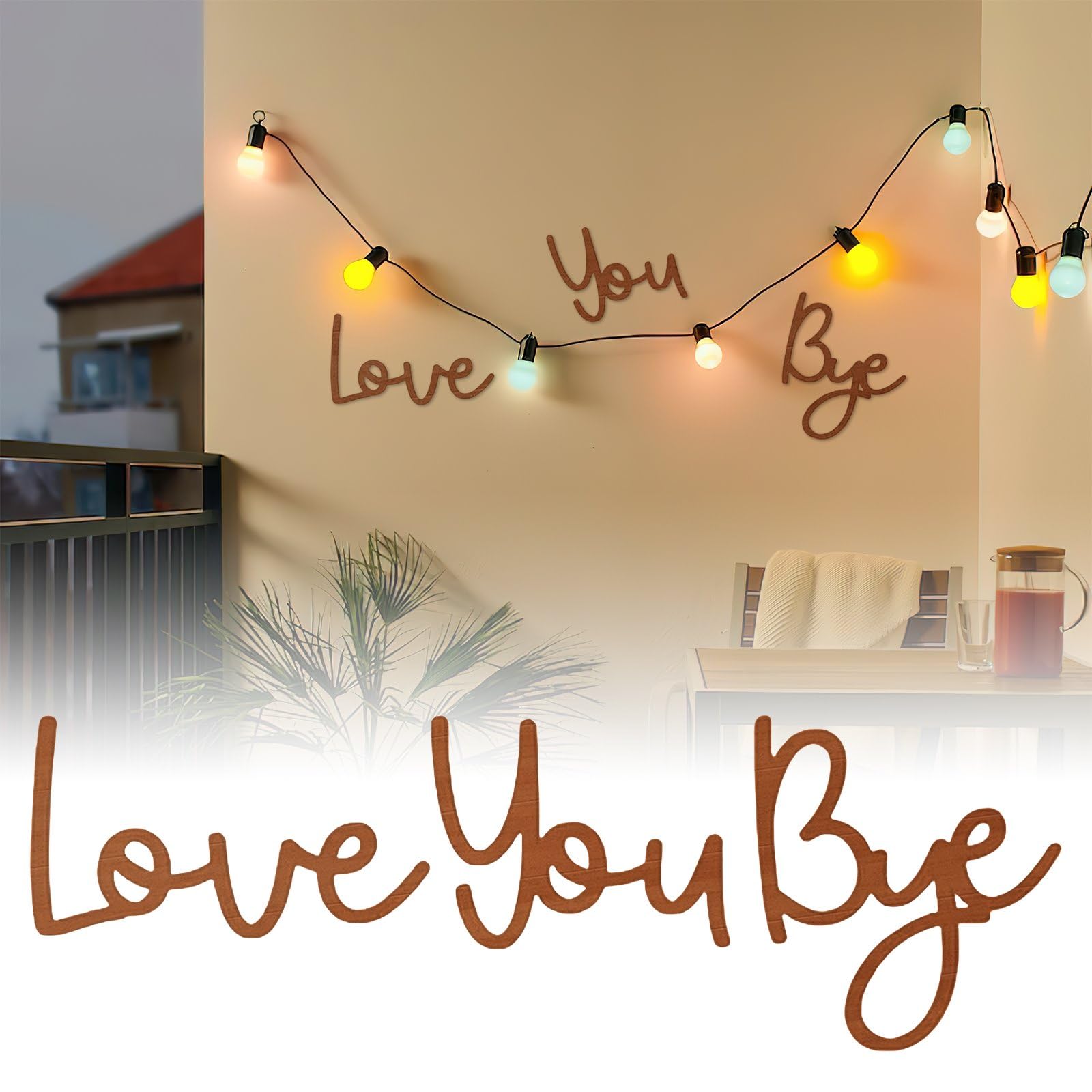 Kouamor Brown Love You Bye Above Door Sign, Love You Bye Sign, Wood Elegant Wall Decor Sticker For Hallway, Home Entryway, Or Doorway, Express Love For Family Lovers Wall Art Decor Gift (Brown)