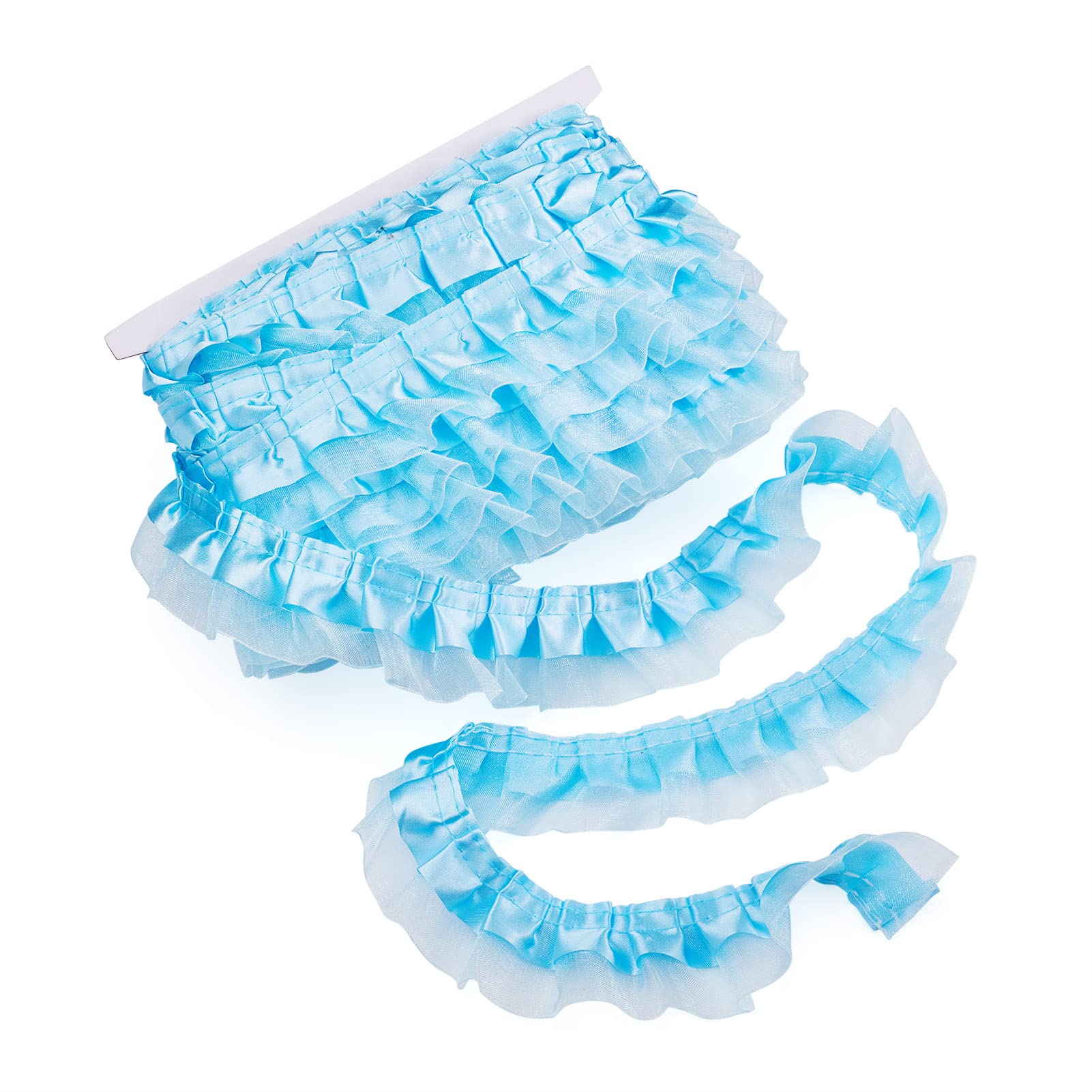 Ruban De Dentelle En Organza Satiné 2 Couches De 2 M - Ruban En Dentelle Plissée Blanche - Pour Application De Mariage, Couture, Robe De Mariée, Sac, Décoration, Loisirs Créatifs