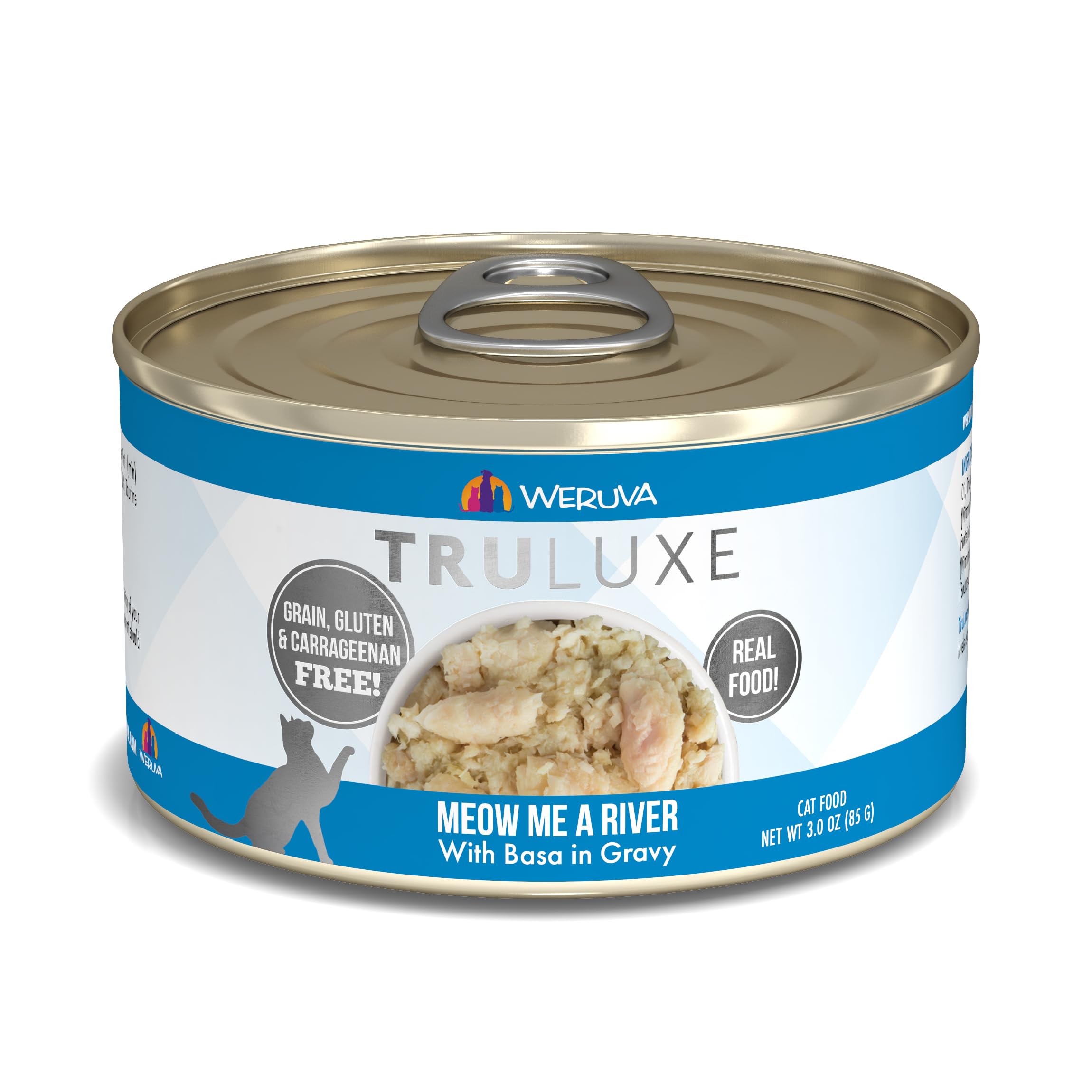Weruva Truluxe Cat Food, Meow Me A River with Basa in Gravy, 3Oz Can (Pack of 24)