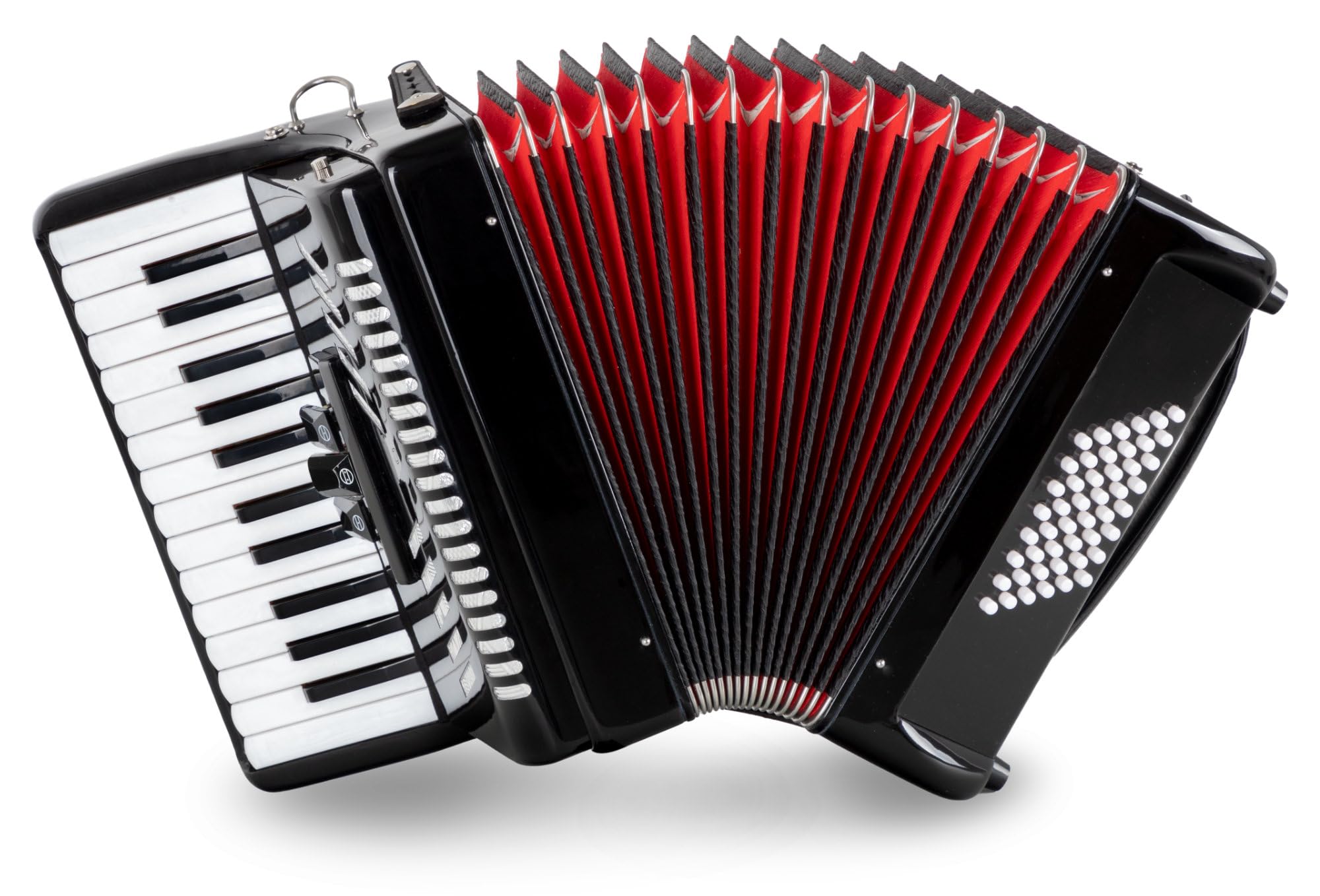 Accordéon Classic Cantabile 48 Basses "Secondo V" - Accordéon à touches - 2 voix - 26 touches aiguës - avec sangles & housse sac à dos - Noir