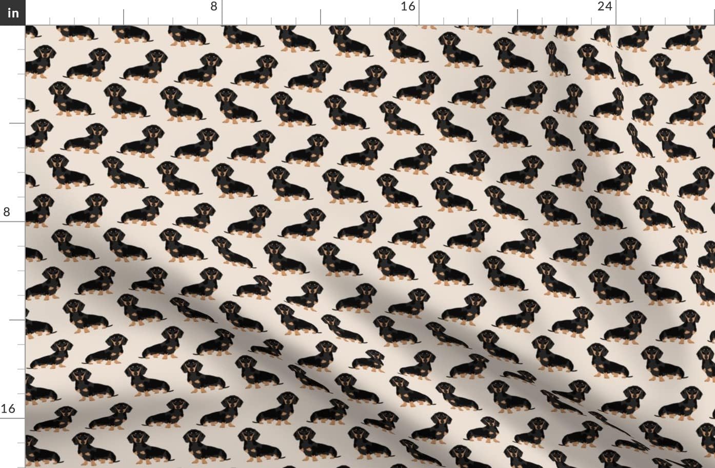 Spoonflower Fabric - Tan, Wiener Dog, Doxie, Dachshund, Weiner, Pet, Weener, Cute, Pets Printed on Organic Cotton Sateen Fabric by The Yard - Sewing Quilting Apparel Home Decor