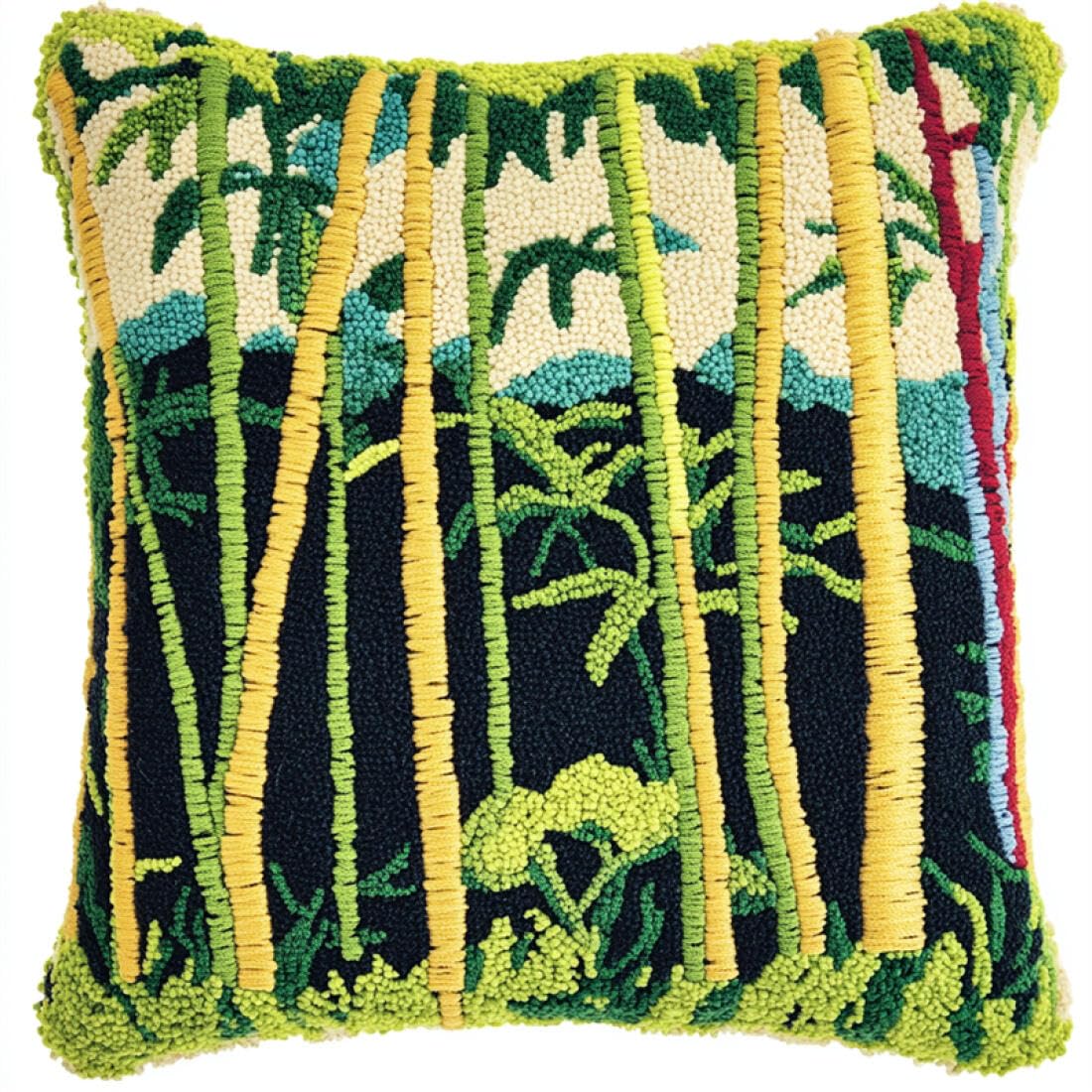Kitquiver Cushion Making Kit Cartoon Plants DIY Latch Hook Kits Pillow Printed Cushion Crochet Yarn 3D Embroidery Set Pillowcase Rug Home Decor 17x17In