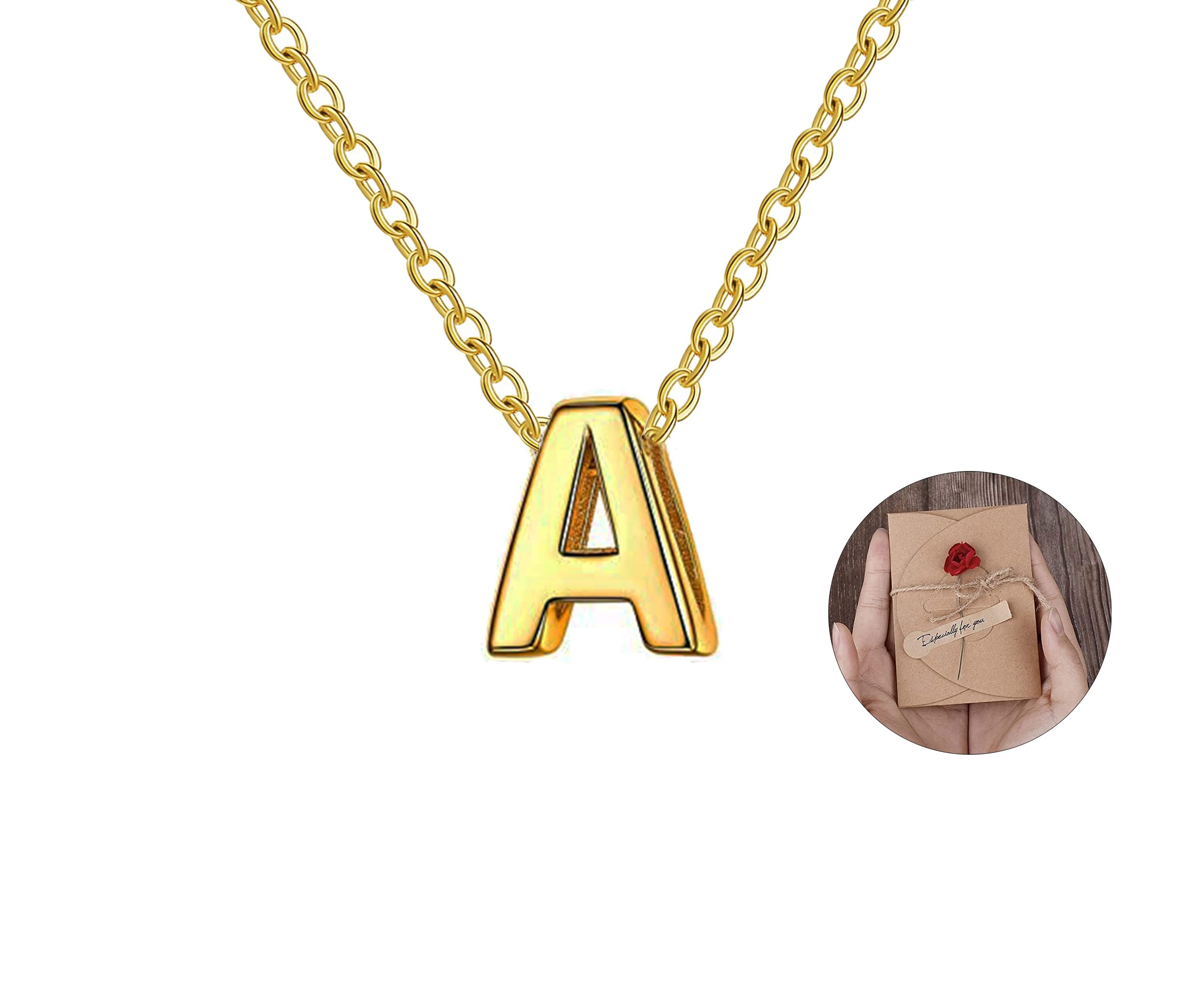 Only faithCollar para mujer con letra inicial con Hermosa caja de regalo. Acero inoxidable Colgantes con letras bisutería barata sobre con mensaje original Amigos Novios