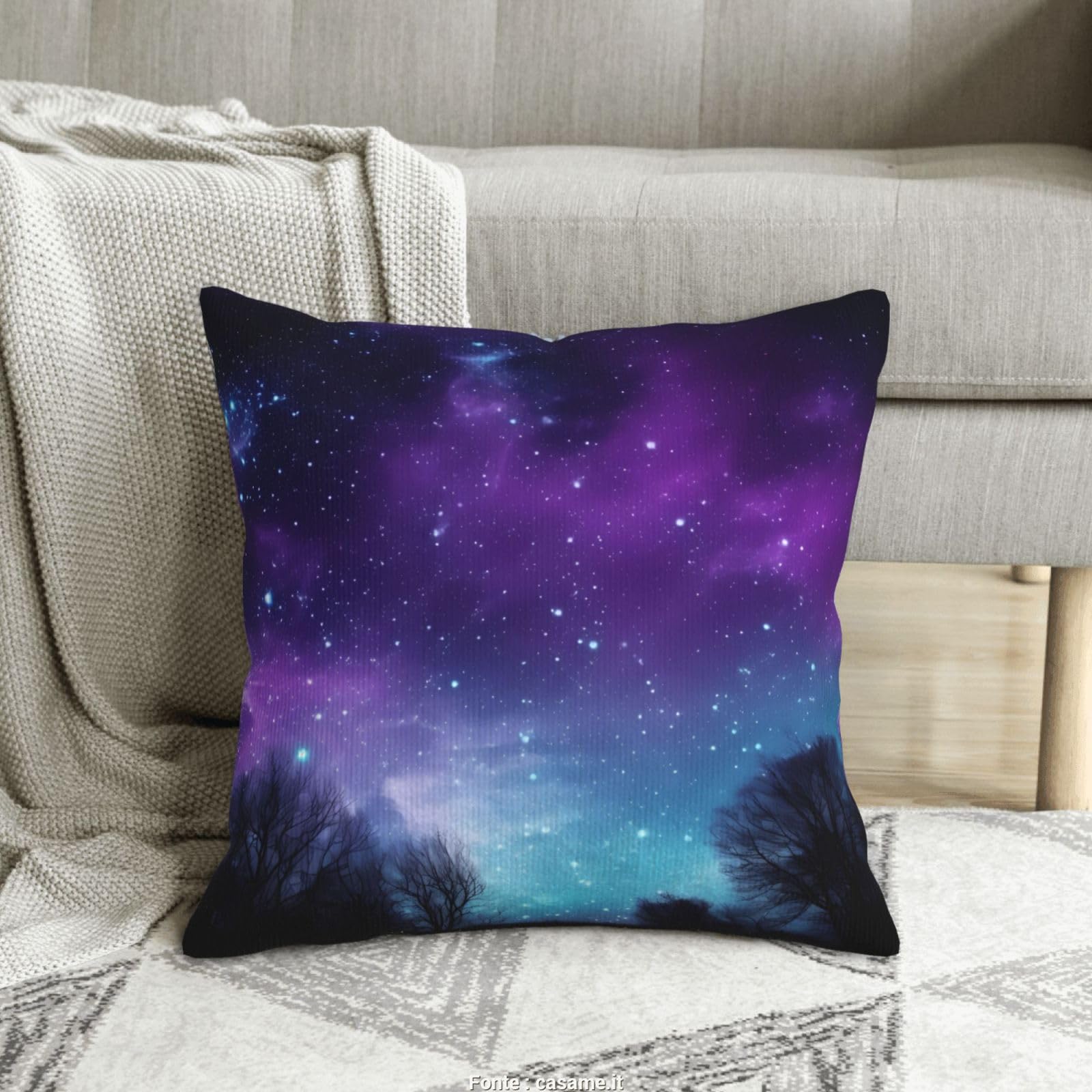 Housses de coussin violettes ciel étoilé : sublimez votre canapé de salon de 50cm