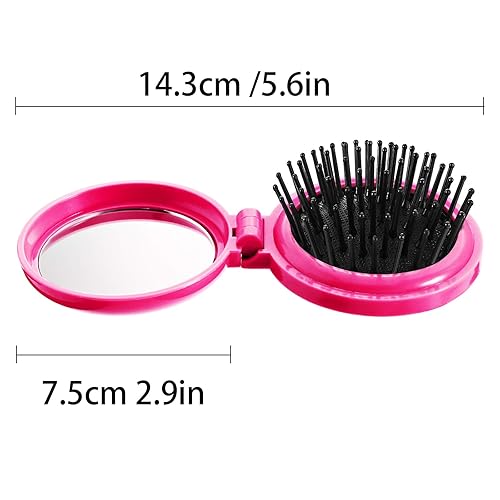 Miniatura 6 de 2 cepillos de pelo plegables para espejo de viaje, cepillo de pelo redondo plegable de bolsillo, mini peine de pelo compacto, tamaño de viaje, peine