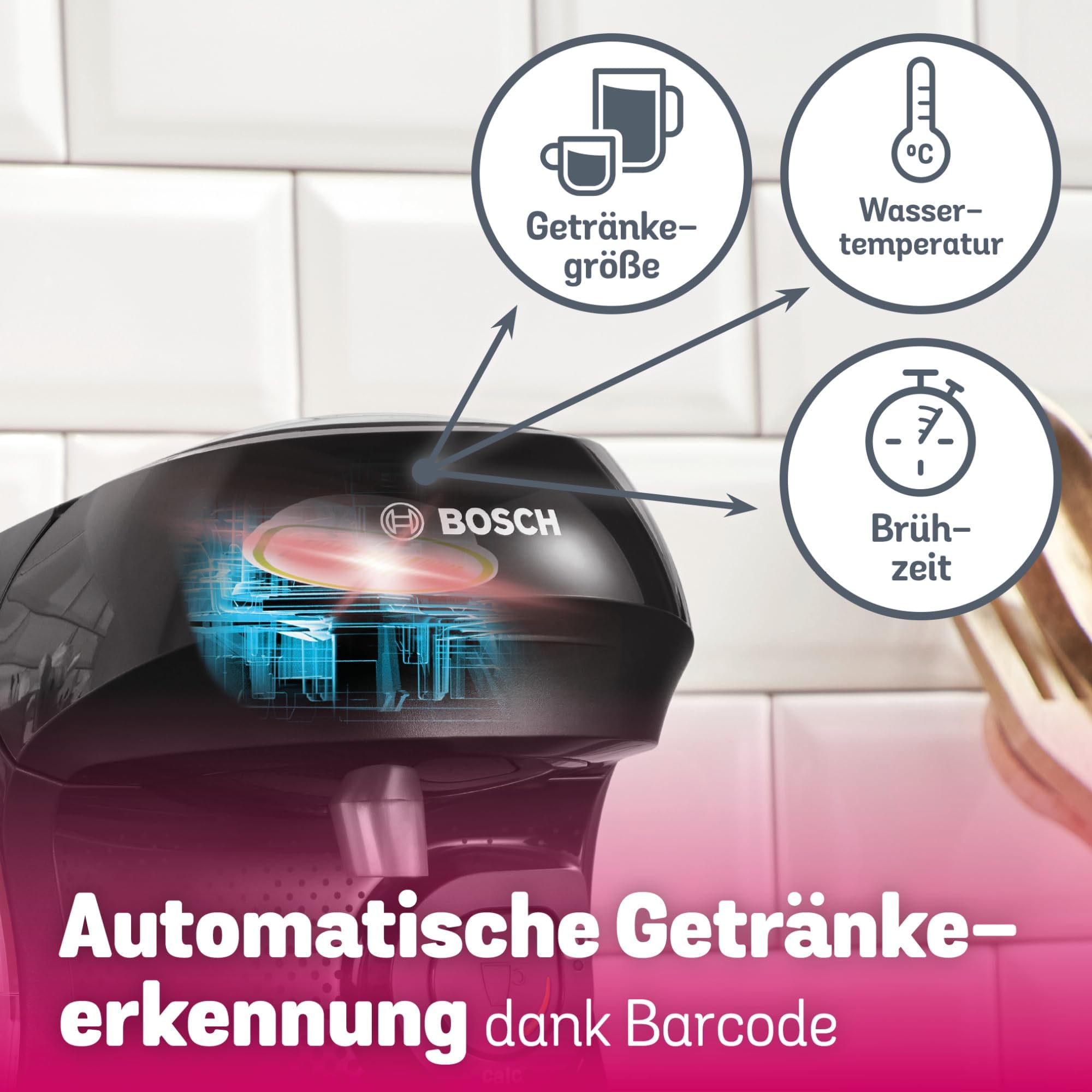 Bosch Tassimo Kapselmaschine TAS102E, 1400 W, über 70 Getränke, schwarz