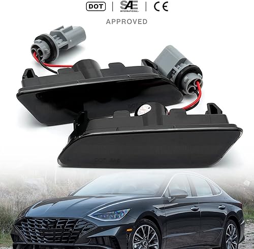 Miniatura 3 de NSLUMO Luces LED de posición laterales de repuesto para Hyundai Sonata DN8 2020 2021 2022 2023 ámbar LED ámbar marcador lateral de parachoques