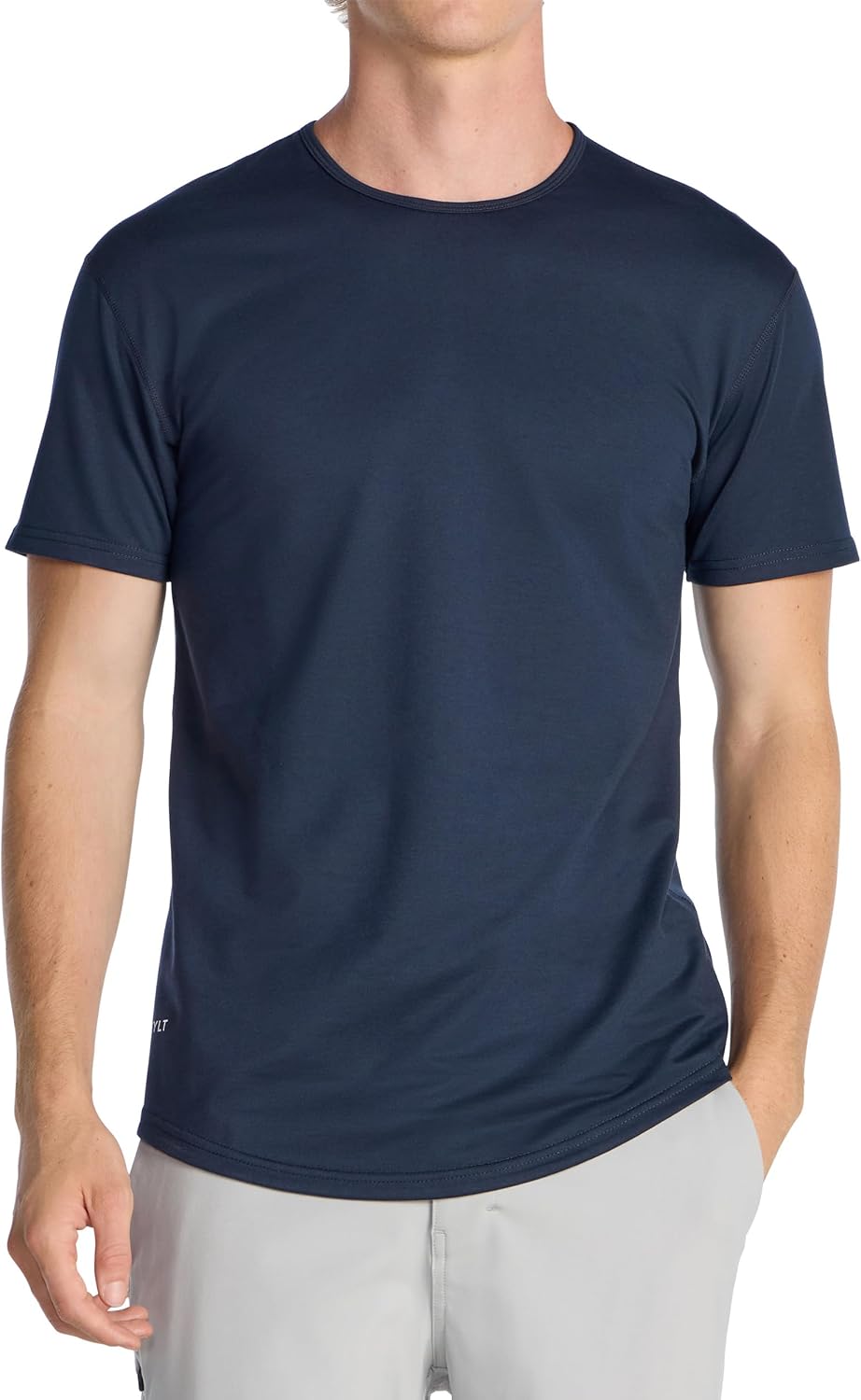 BYLT Mens Drop-Cut Men's T Shirt, Slim Fit Plain Tshirts for Men, Drop Cut Basic Crewneck Tee, Wrinkle Resistant, Stretch Fit
