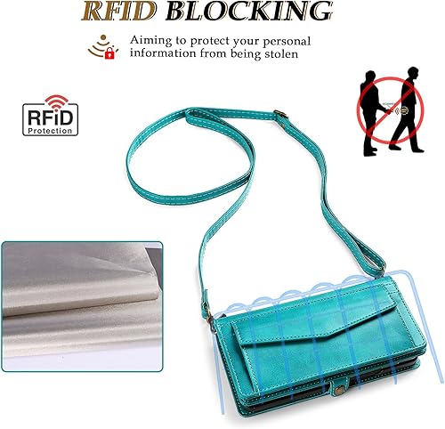 Miniatura 5 de Funda tipo cartera para Samsung Galaxy Z Fold 4 para mujer con soporte para bolígrafo S, soporte para tarjetas con bloqueo RFID, funda de piel