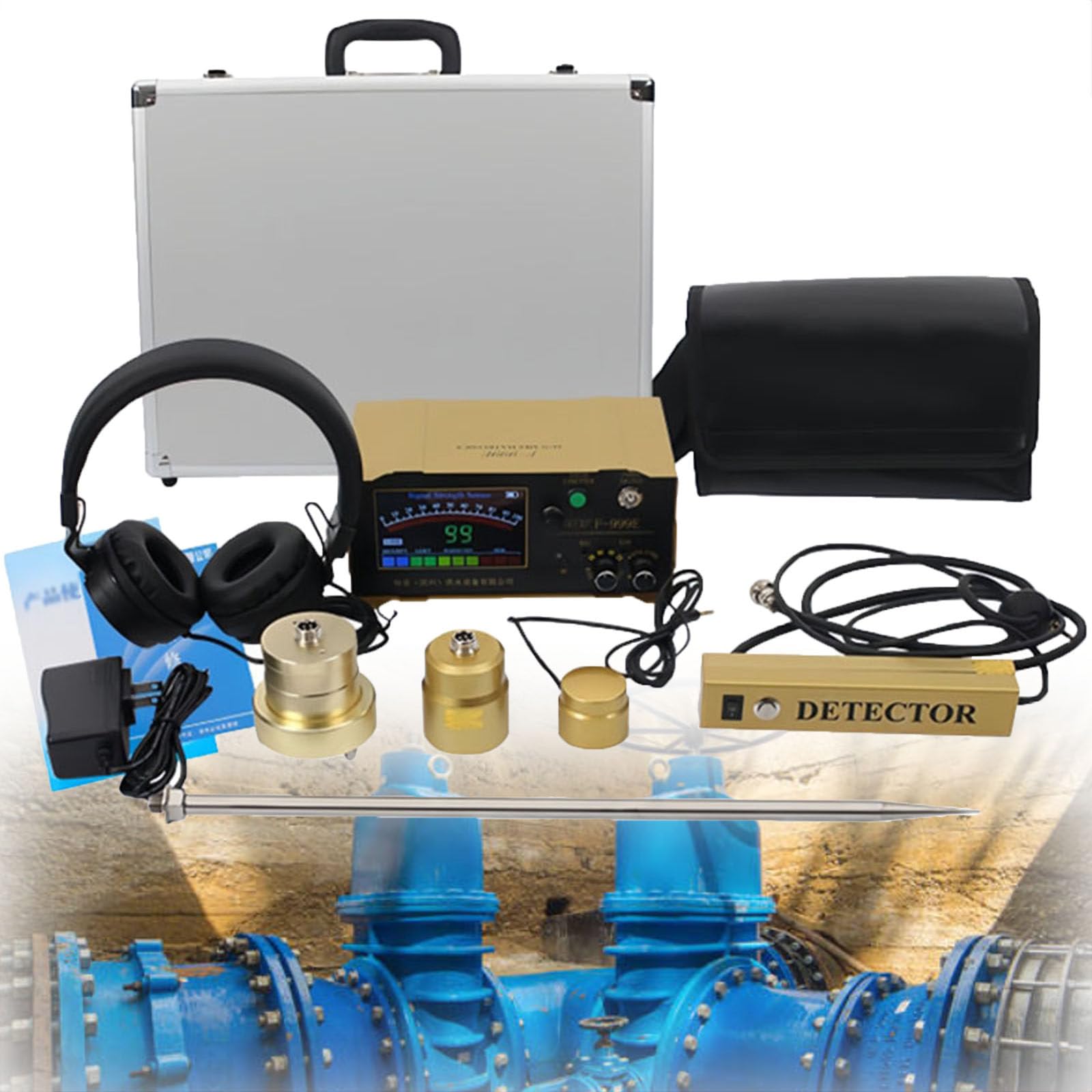 Detector de fugas de agua de tuberías,Detector de Fugas de Agua, con frecuencia Ajustable de 4 Niveles,Profundidad de detección de 3 Metros,para Calefacción de Suelo a Gas,Detección de Fugas de Agua