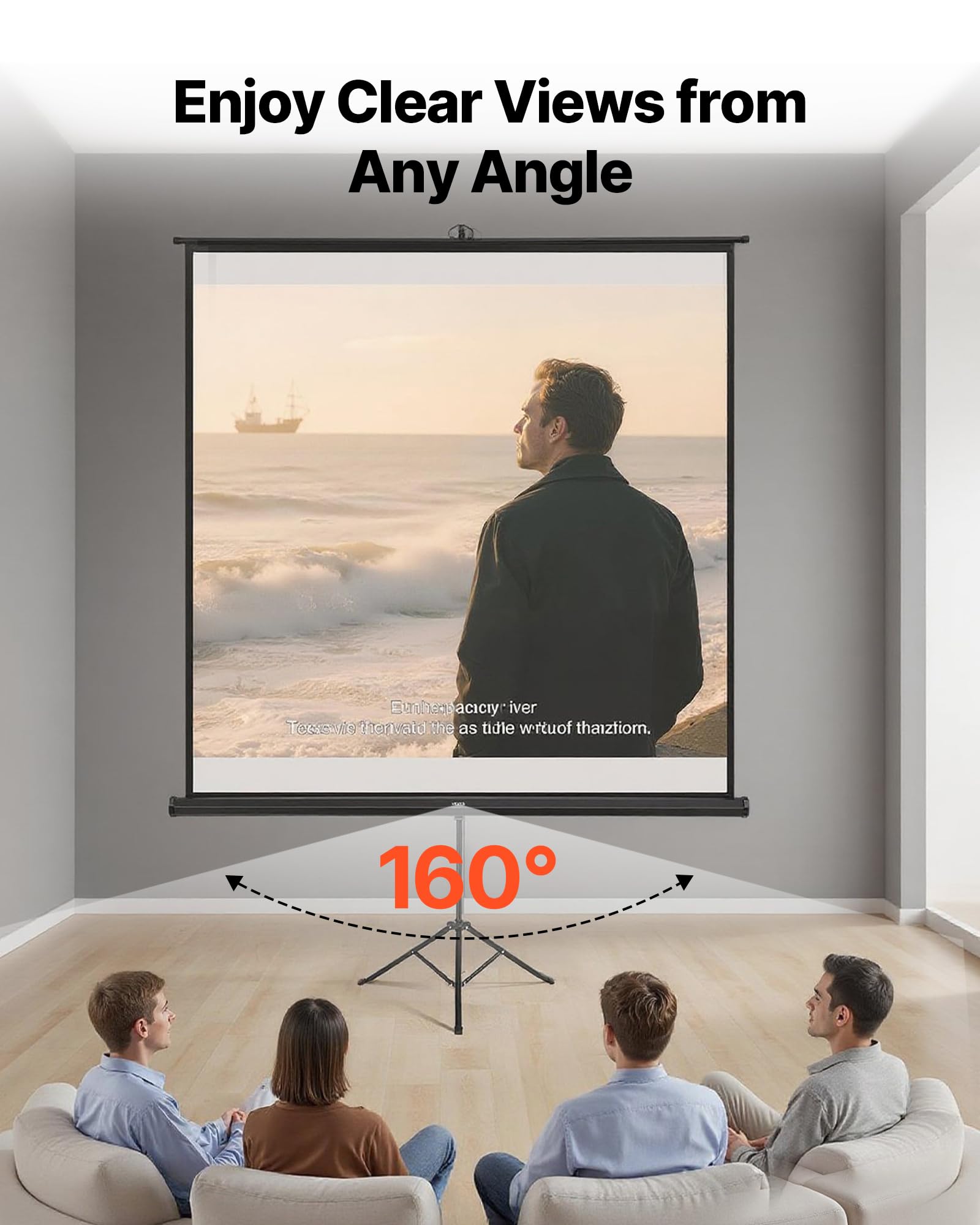 VEVOR Projektionsleinwand Stativleinwand (70 x 70 Zoll) mit 160° Weitwinkel, Beamerleinwand für Projektor innen & außen 1:1 4K HD, tragbare Filmleinwand mit Tragetasche für Heimkino Präsentation