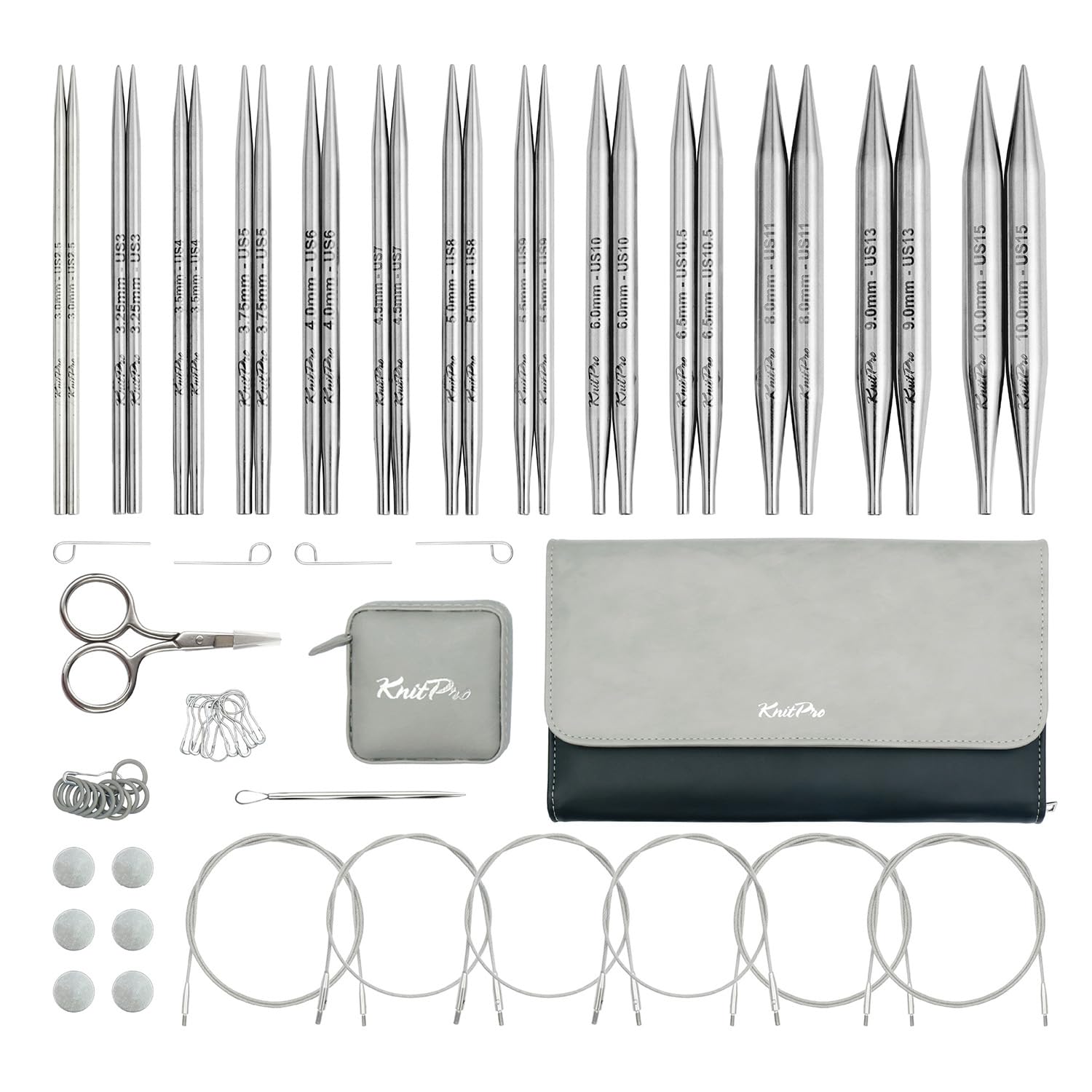 KnitPro Stelo Grande Special Interchangeable Needle Set 4" (10cm) | 13 US Sizes (2.5 to 15)