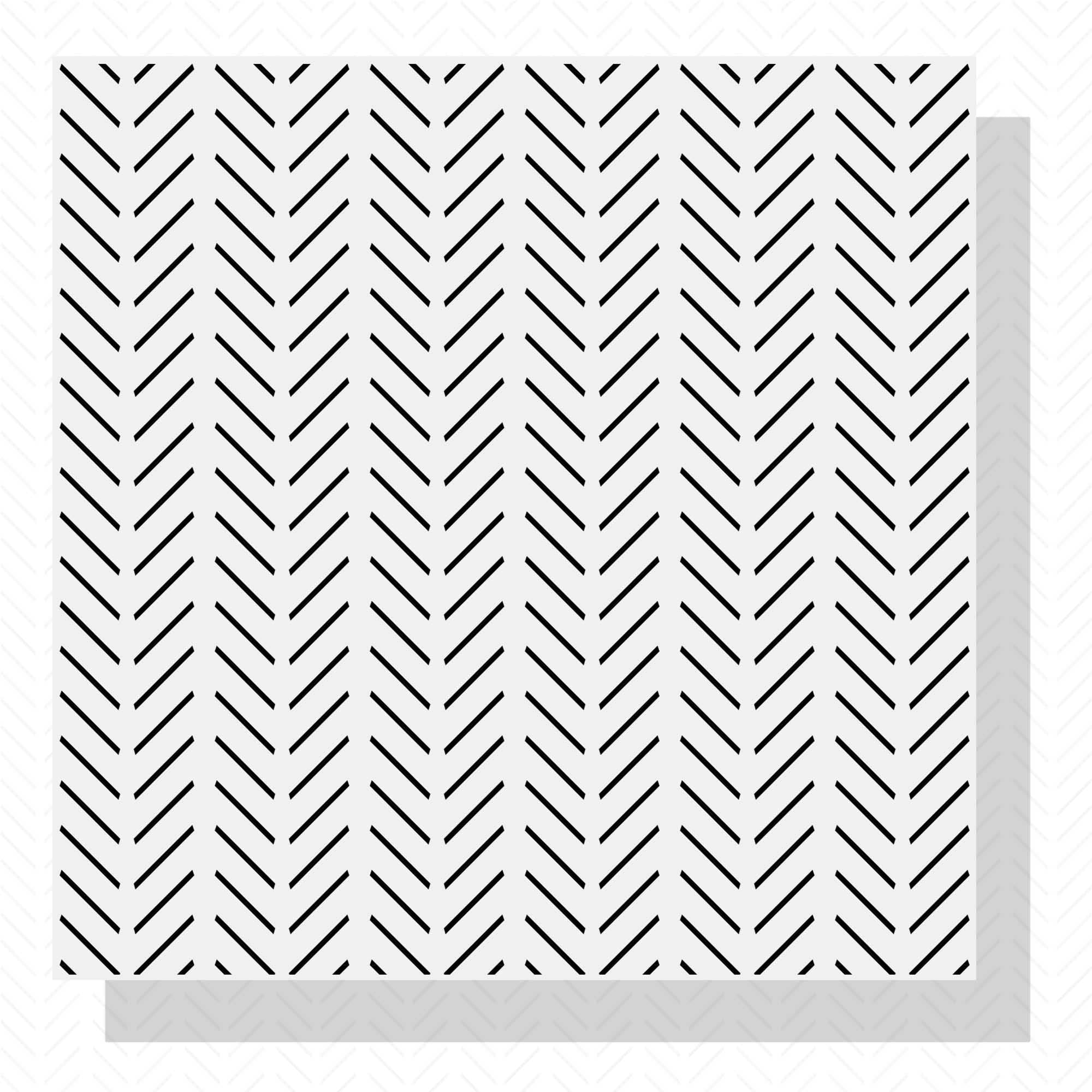 Midenco 4 Pieces Simple Herringbone Wall Stencil 12x12 Inch, Chevron Wall Stencils for Painting Large Pattern, Modern Geometric Stencils for Walls, Reusable Laser Cut Paint Stencil for Home Makeover