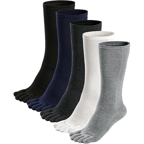 Mens Toe Socks Cotton Athletic Running Ankle Five Finger Crew Socks