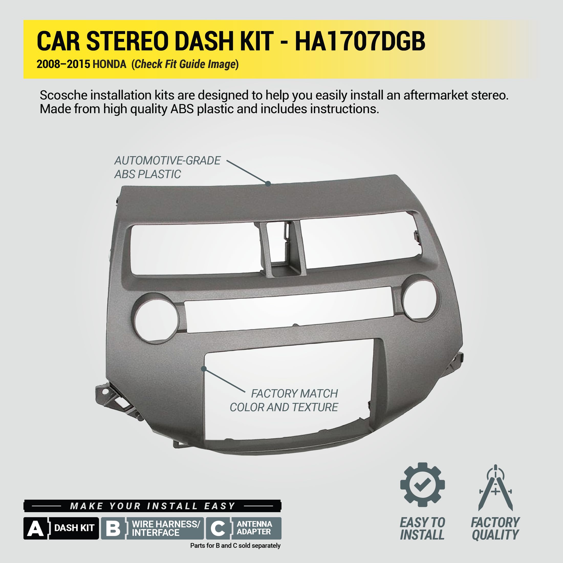 Amazon.com: Scosche HA1707DGB Double or Single DIN Radio Install