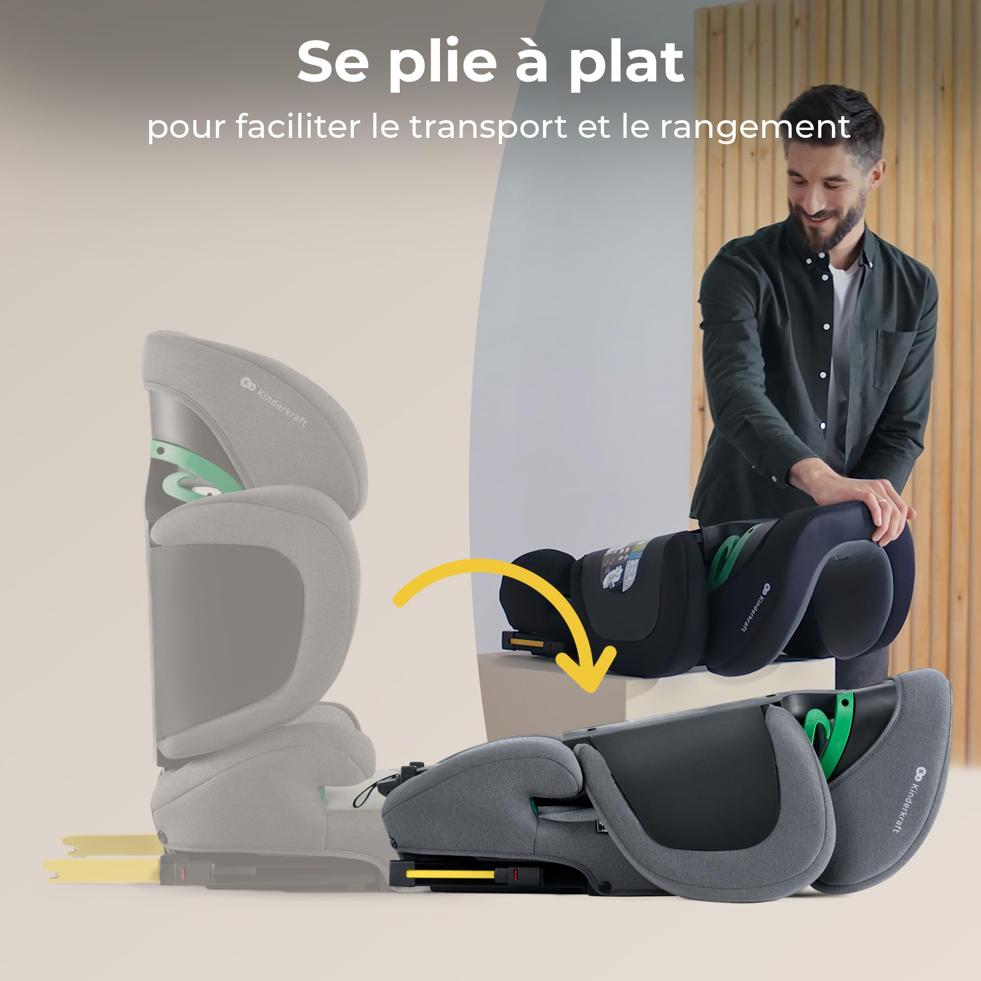 Kinderkraft XPAND2 I-Size, Siège Auto Isofix, Groupe 2/3 (15-36 kg), Réhausseur, Gris